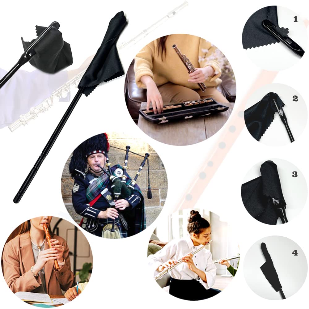 Flute Cleaning Kit with Rod & Cloths for Maintenance | Home & Band Use