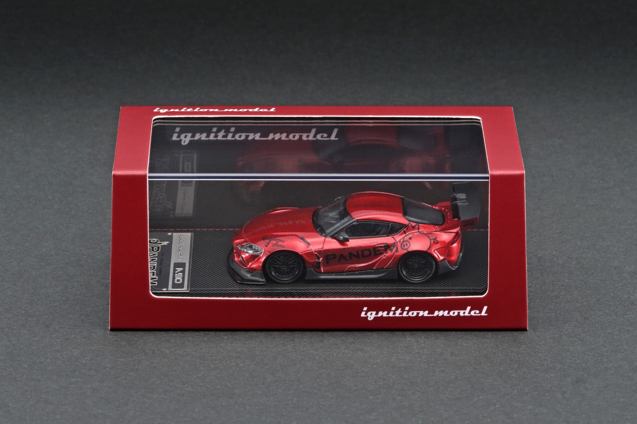 1/64 Scale PANDEM Toyota Supra A90 Diecast Model Car - Red Metallic Finish - Collectible Toy for Car Enthusiasts & Display for Home/Office Decor