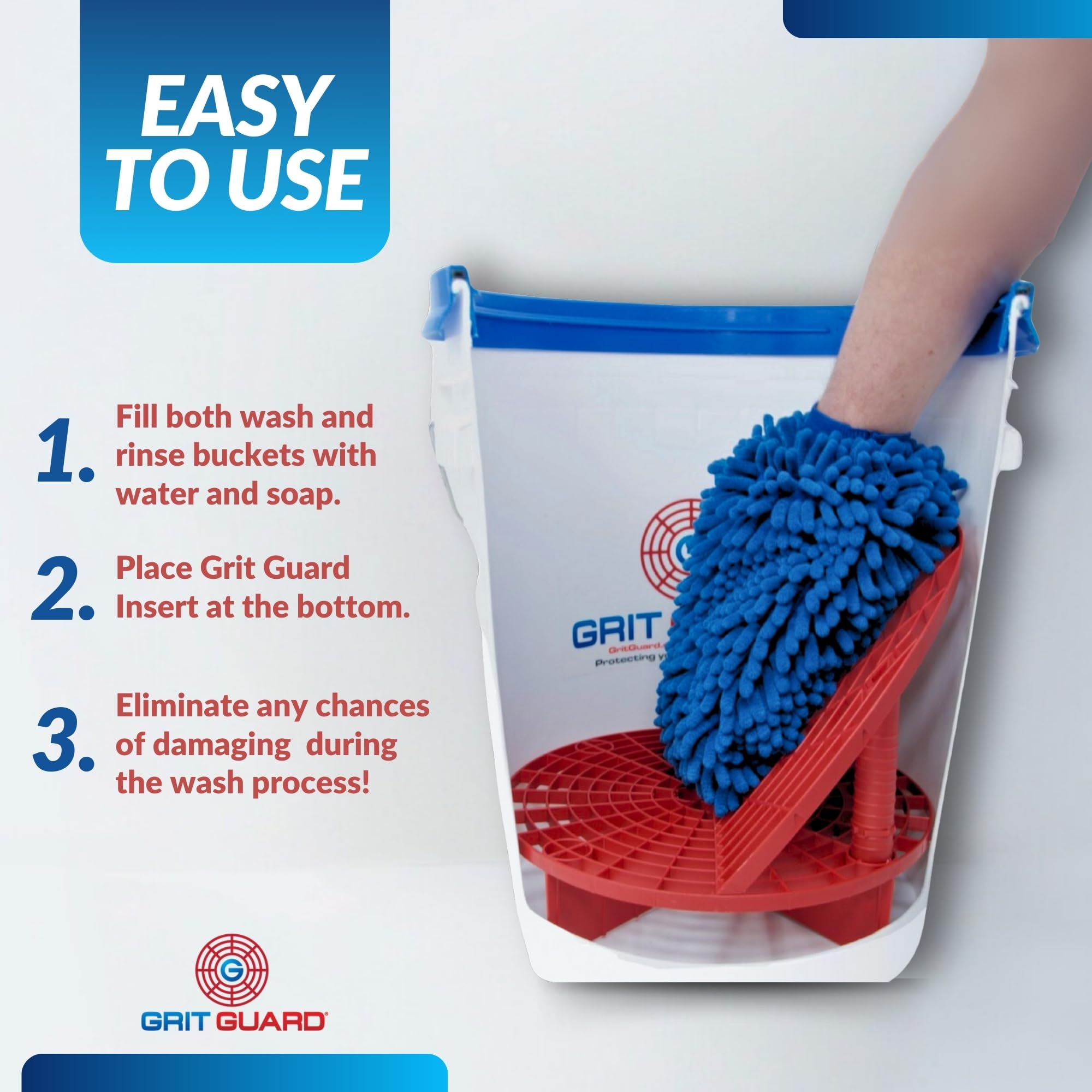 The Original Grit Guard Bucket Insert with Washboard Combo - Removes Dirt from Wash Mitt for Car Detailing | Professional Car Wash Bucket Insert & Washboard System (Black/Red) | Perfect for Auto Detailing, DIY Car Washing & Professional Auto Care