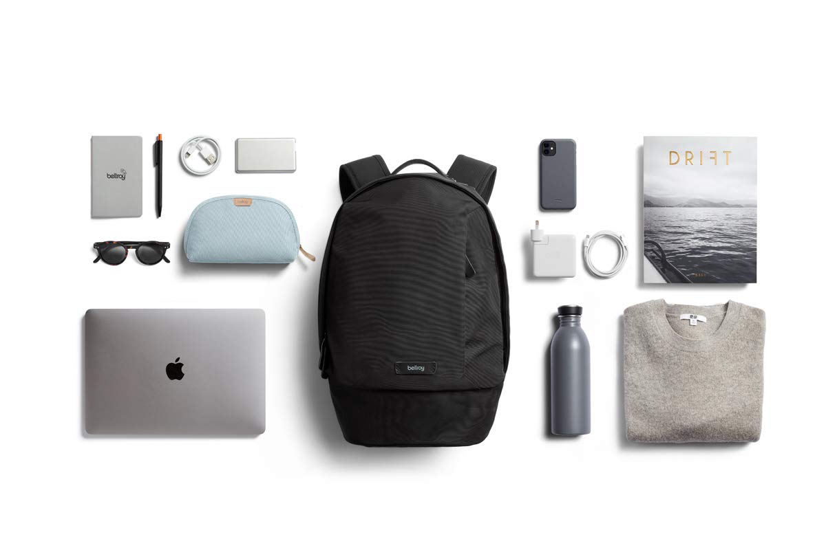 Bellroy Classic Backpack Compact - Slim Laptop Backpack for Work & Travel (Fits 16-Inch Laptop, 16L Capacity) - Black | Perfect for Commuting, Business Trips & Everyday Use