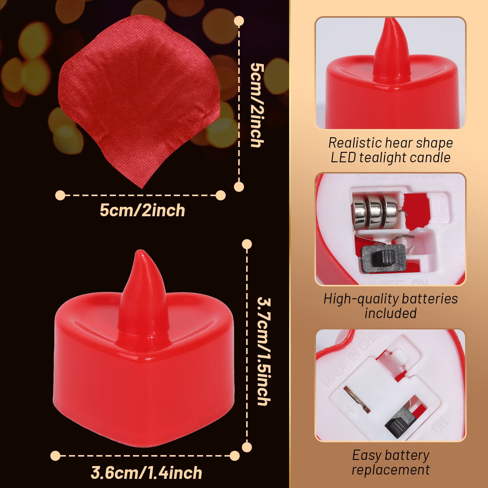 2000pcs Artificial Red Rose Petals with 24 Flameless LED Candles Set - Romantic Wedding, Valentine's Day Decor for Bedroom, Anniversary & Proposal Scenes - Cridoz