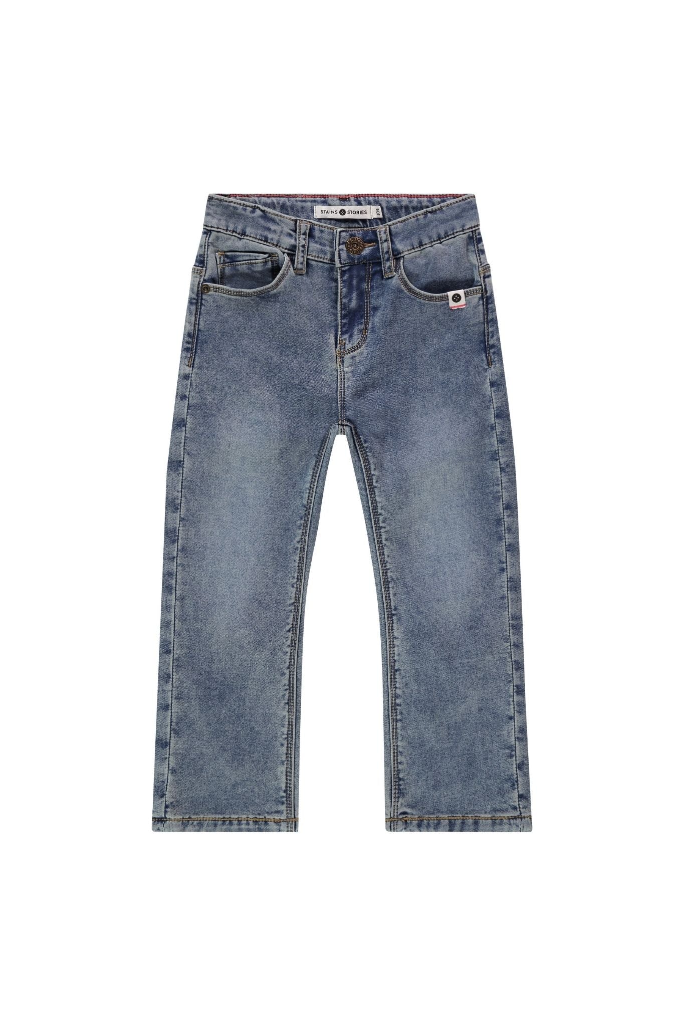 Mid Blue Denim Wide Leg Pants for Girls - Comfortable & Stylish High Waist Jeans for School, Play & Everyday Wear