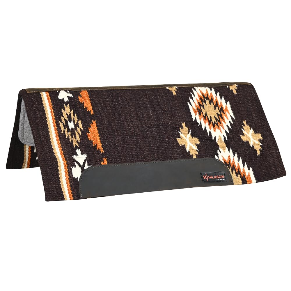 HILASON 34x36 Inch Western Horse Saddle Blanket - 100% Wool Pad for Comfort & Durability | Blue Equestrian Saddle Pad for Trail Riding, Training & Show | Horse Riding Accessories for English & Western Saddles