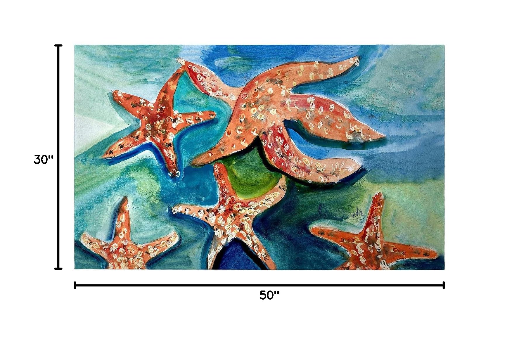 Betsy Drake Swimming Starfish Large Non-Slip Door Mat - Perfect for Beach House Entryway, Poolside, and Coastal Home Decor