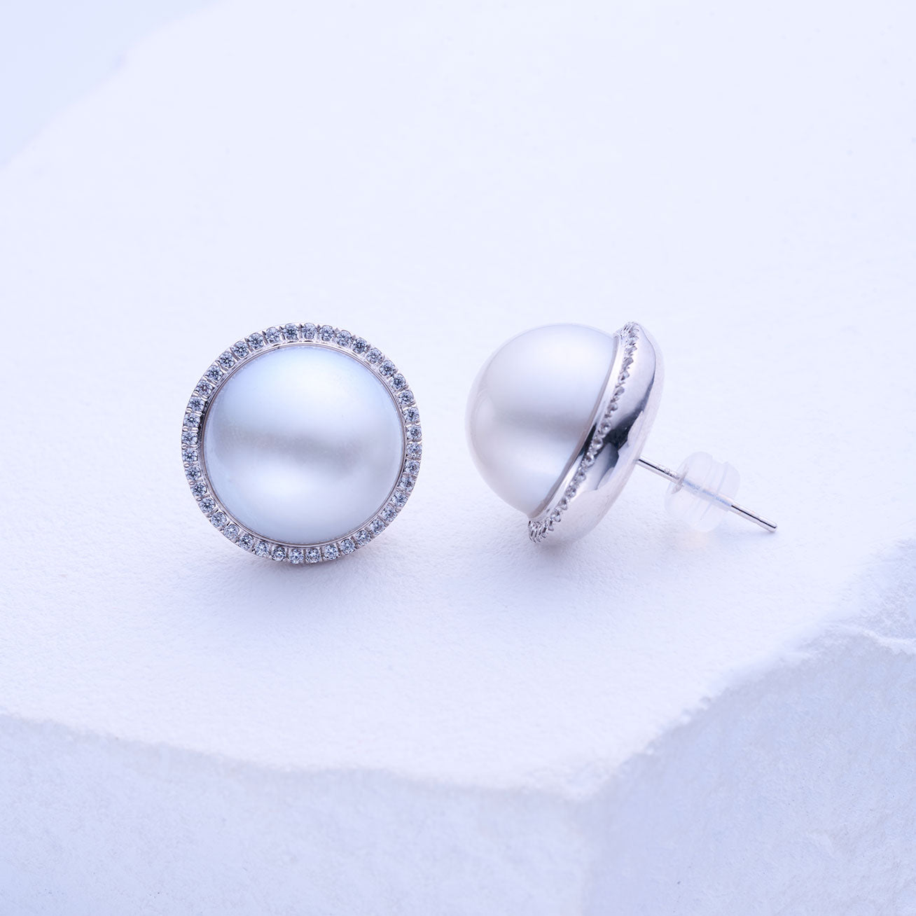 18K Solid Gold Australian White Pearl Earrings - Classic Studs for Women | Perfect for Weddings, Parties & Everyday Elegance