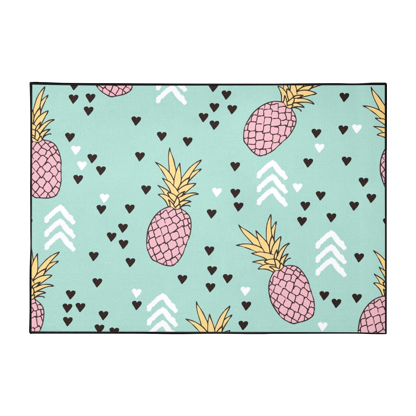 Non-Slip Pineapple Sweet Hearts Area Rugs - 5.2'x7.5' Soft Floor Mat for Kids Room, Living Room, Bedroom & Kitchen Decor | Perfect Playroom Gift & Home Accent for Tropical Themed Spaces