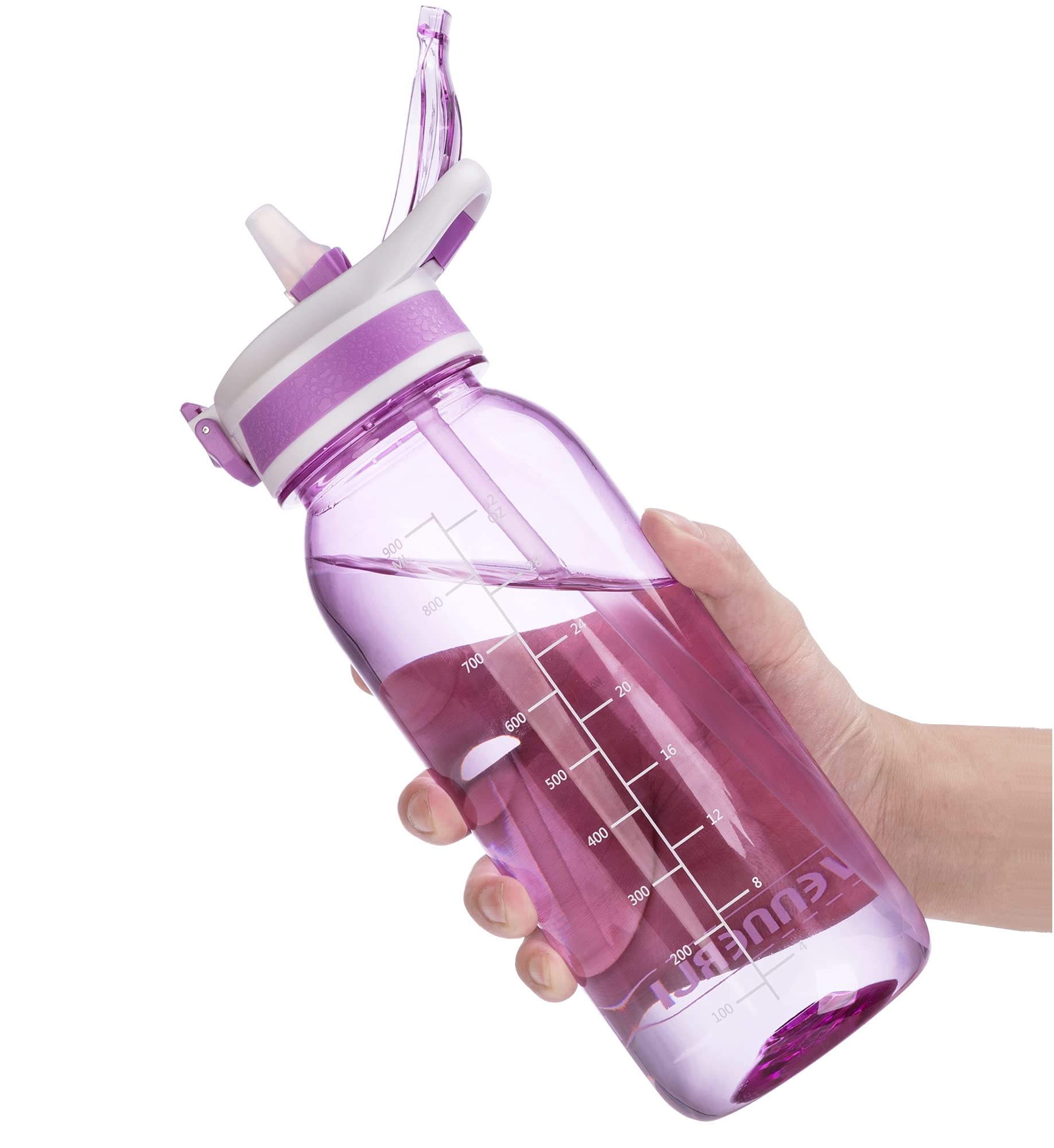 Reusable 32oz BPA-Free Tritan Water Bottle with Straw Lid - Leakproof, Dishwasher Safe - Ideal for Home, Gym, Outdoor Hiking & Workouts (Purple) - Stay Hydrated All Day