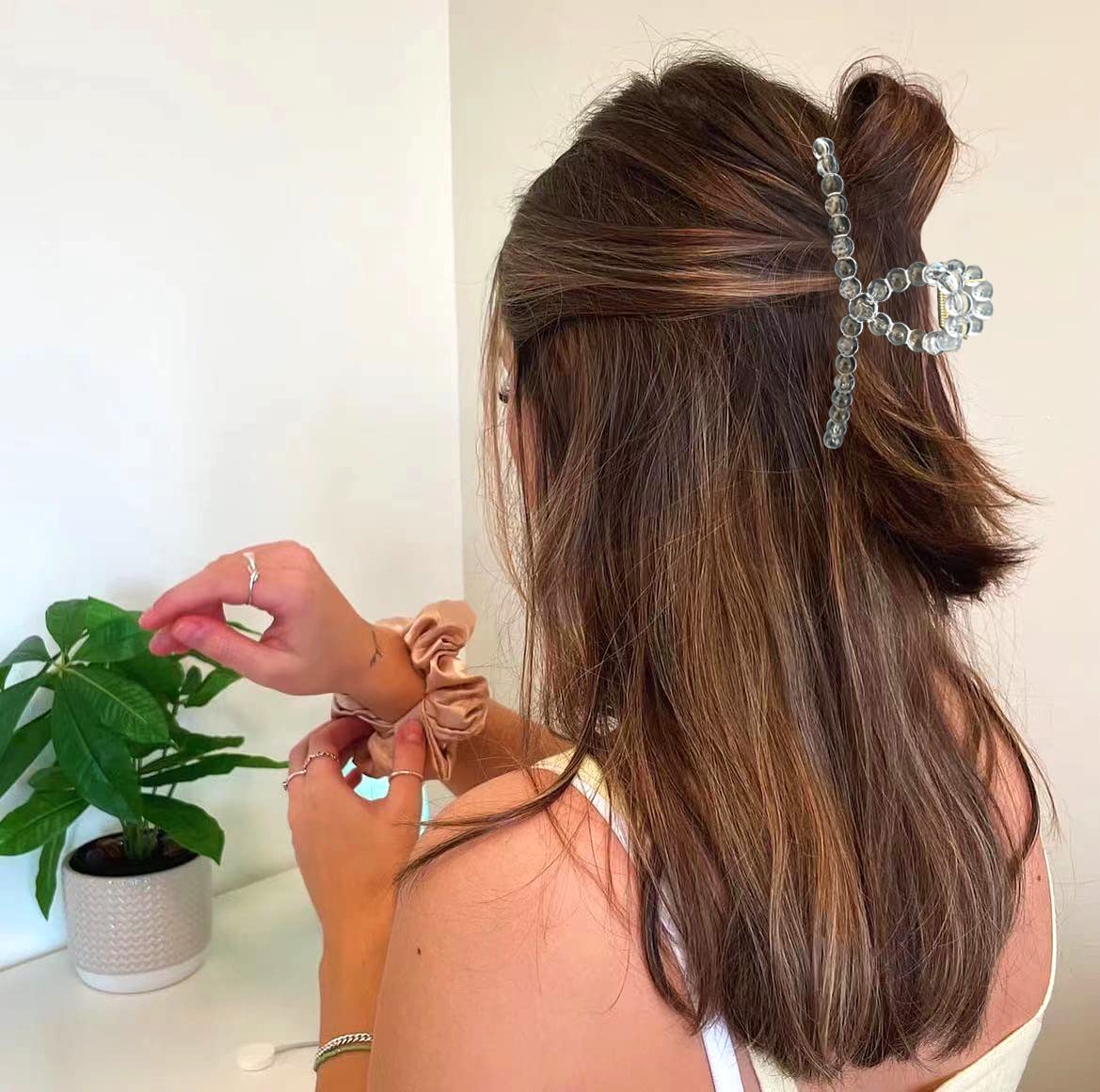 Non-Slip Matte Clear Hair Claw Clips - Large Strong Hold Jaw Clamps for Thick Hair | Butterfly Hairpins Fashion Accessories for Women (3 Pack) | Perfect for Workouts, Office & Everyday Hairstyles