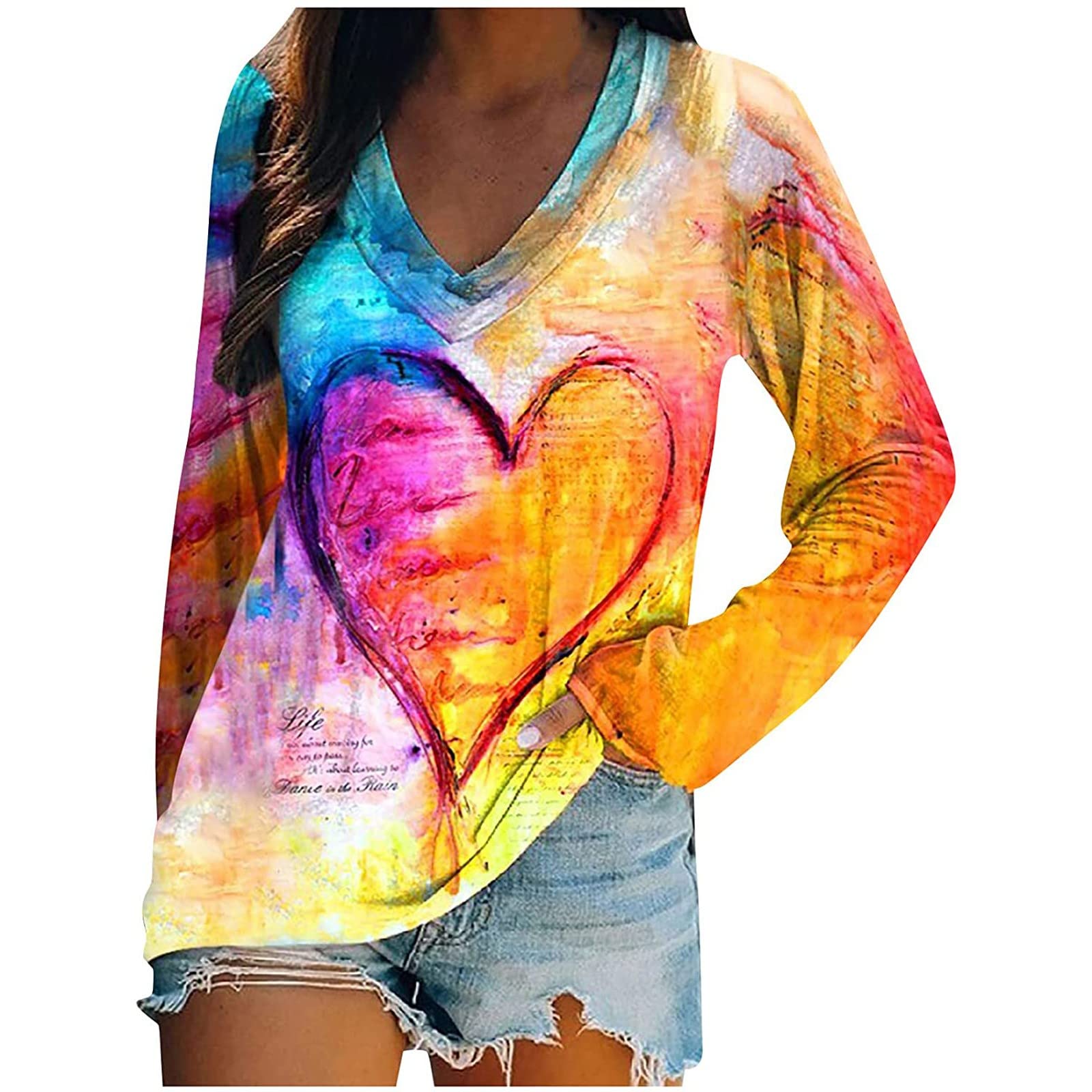 Women's Aztec Print V-Neck Blouse - Casual Long Sleeve Top for Western Style