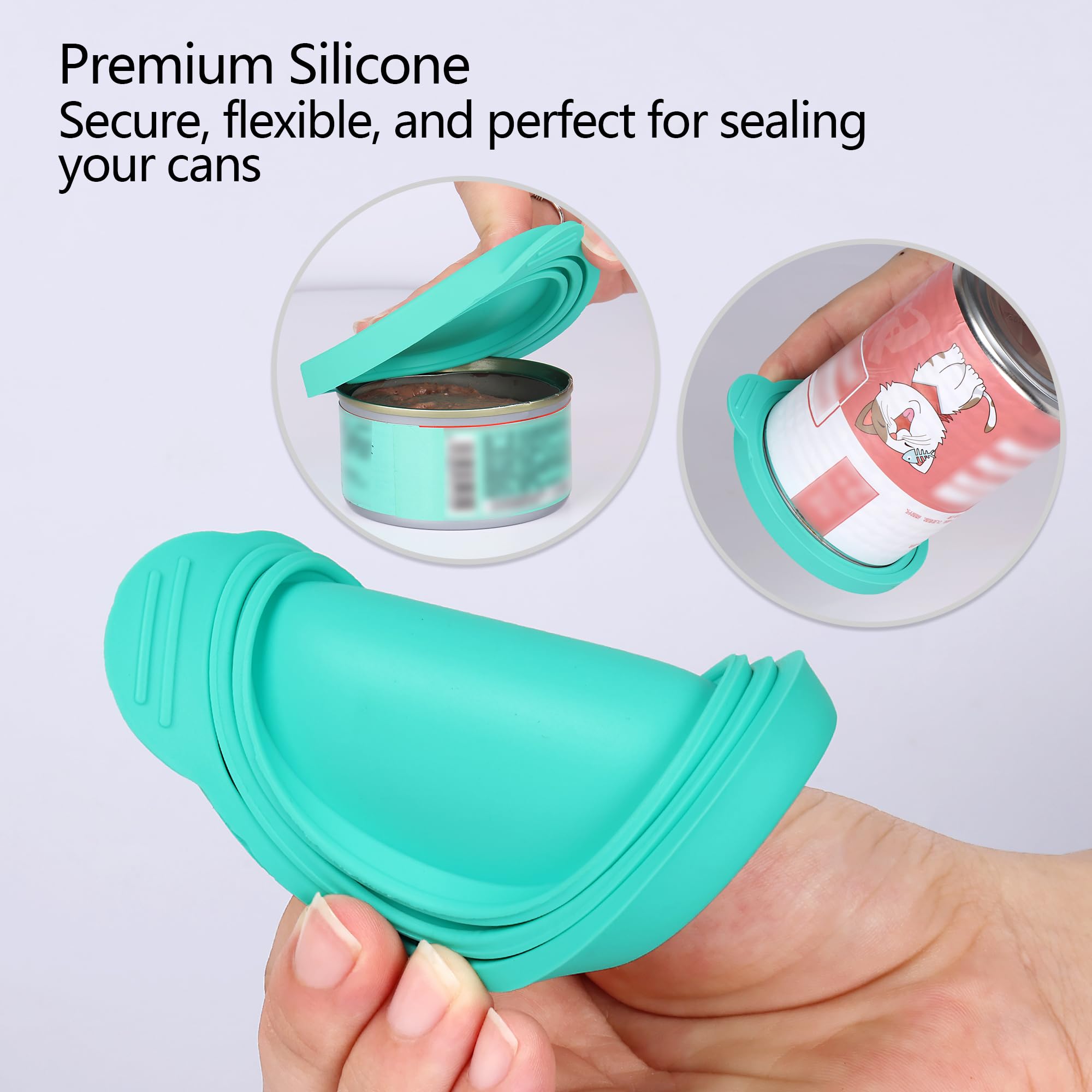 Airtight Silicone Pet Food Can Covers for Dog & Cat Wet Food Storage - 2 Pack Bone Appetit Food Savers to Keep Freshness (Aqua Saltwater) - Perfect for Travel, Camping & Home Kitchen Organization
