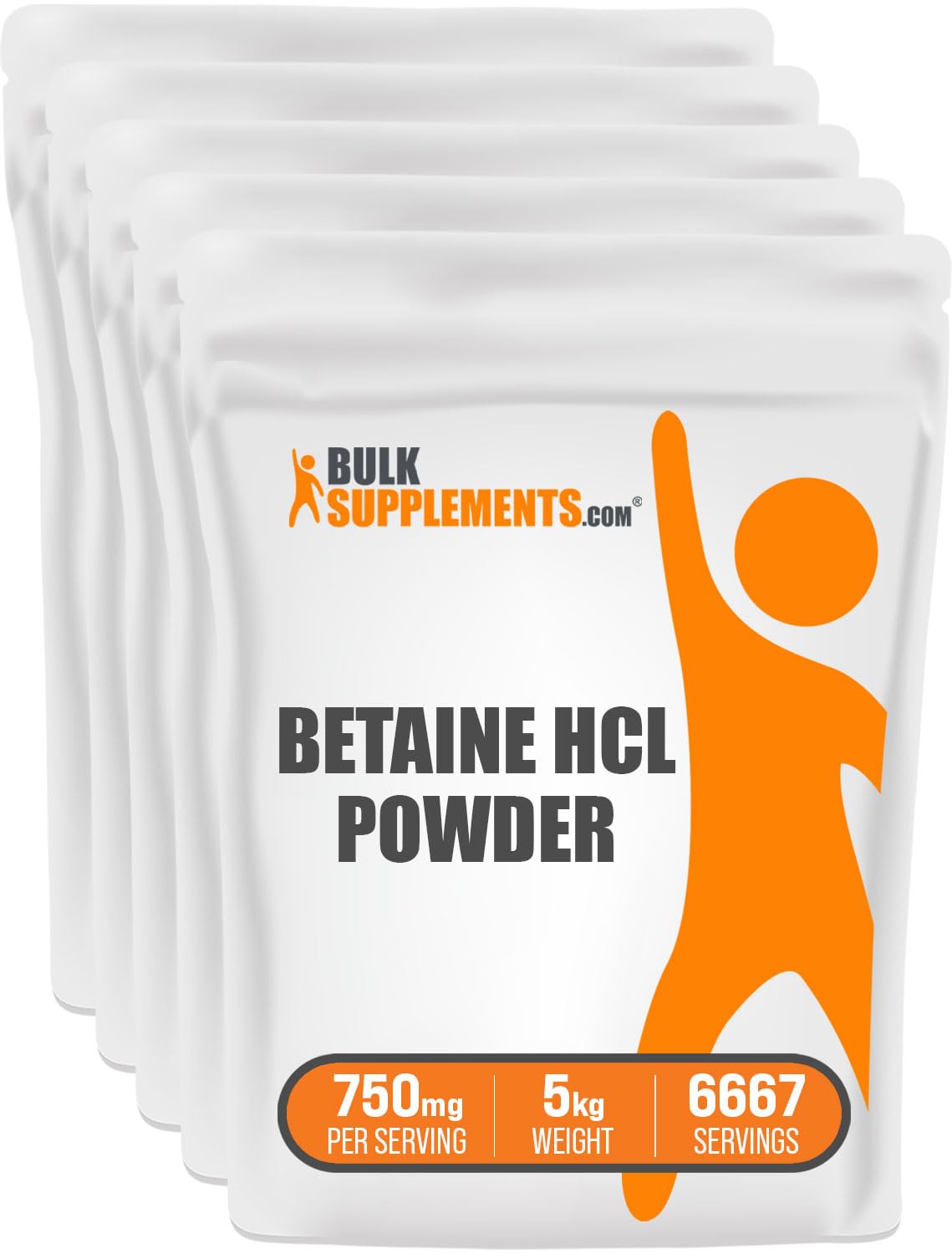 BulkSupplements.com Betaine HCl Powder - 750mg Betaine Hydrochloride Supplement for Digestive Health | Gluten Free Betaine Powder (5kg/11 lbs) - Supports Stomach Acid Production & Protein Digestion | Ideal for Gut Health, GERD Relief & Enzyme Support