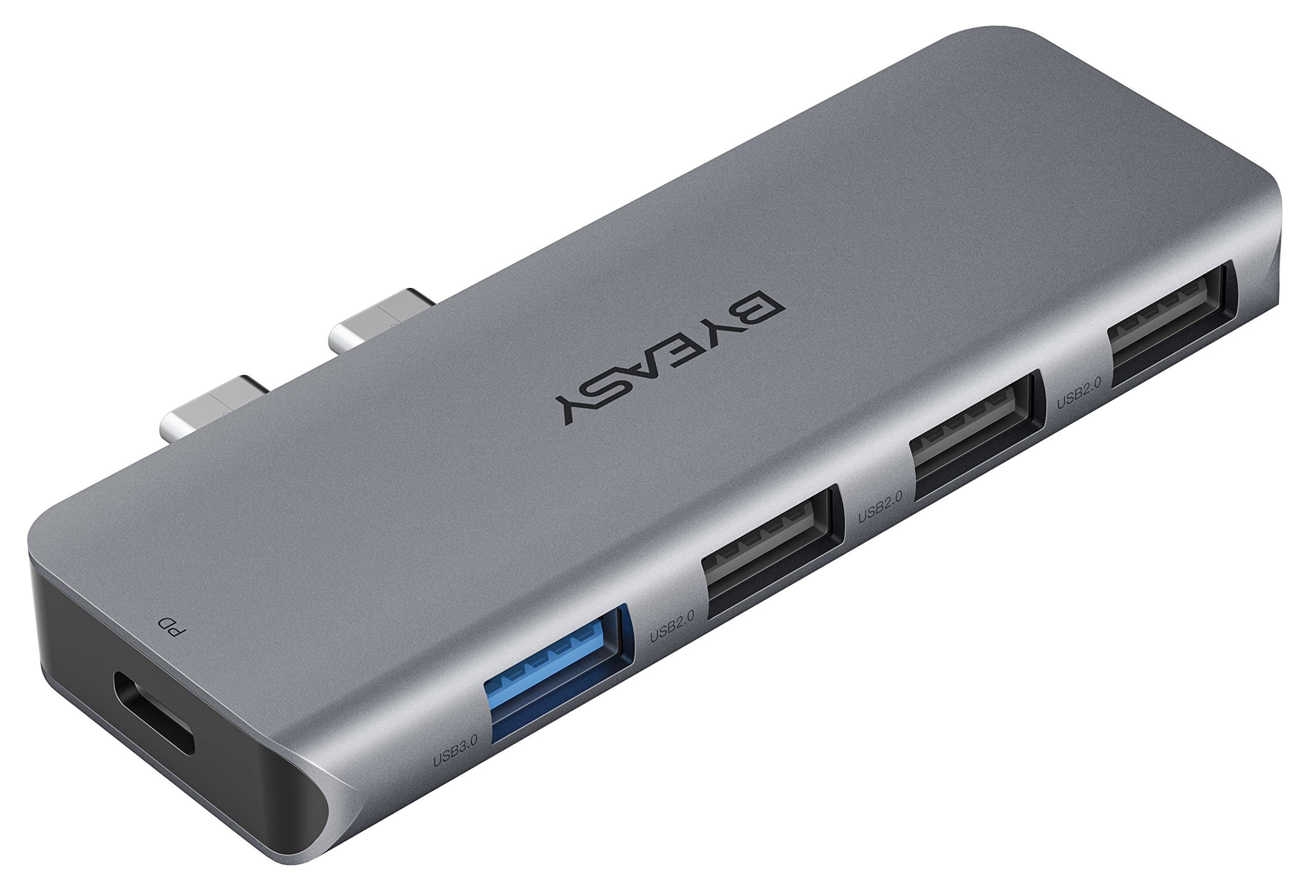 BYEASY 5-in-2 USB C Hub for MacBook Pro/Air (2021-2018) - Thunderbolt 3 Charging, 1xUSB 3.0 & 3xUSB 2.0 Ports - Compact USB-C Splitter Adapter for Laptop Accessories | Perfect for Home Office, Travel & Multi-Device Charging