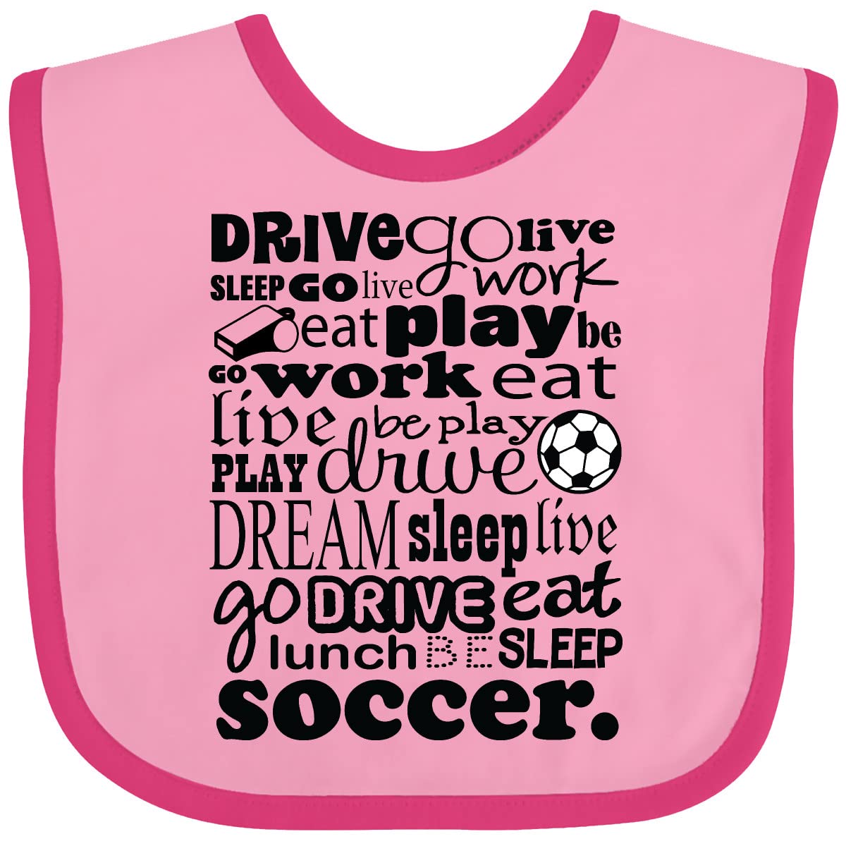 Inktastic Eat Sleep Play Soccer Player Baby Bib - Soft Cotton Drool Bib for Infants & Toddlers - Perfect for Soccer Fans, Game Day, Playtime & Everyday Use