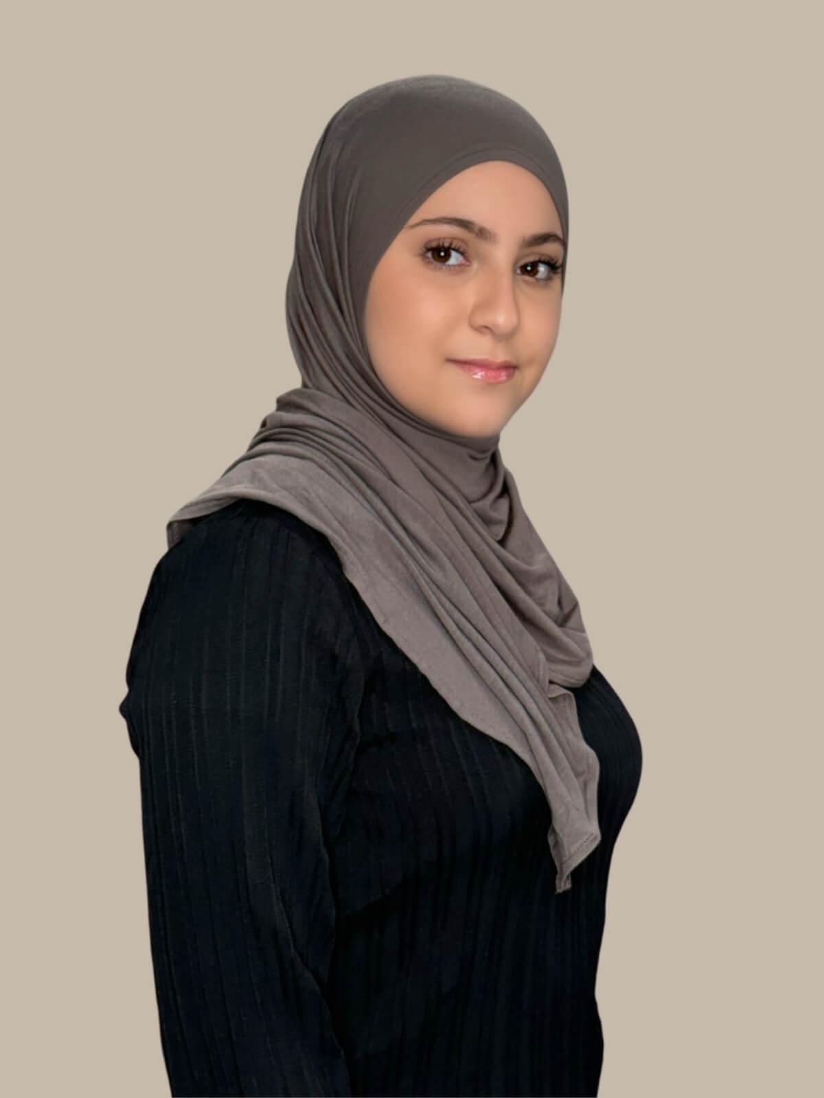 Stylish Pre-Sewn Jersey Hijab for Women - Hazel Color - Perfect for Daily Wear, Work & Special Occasions