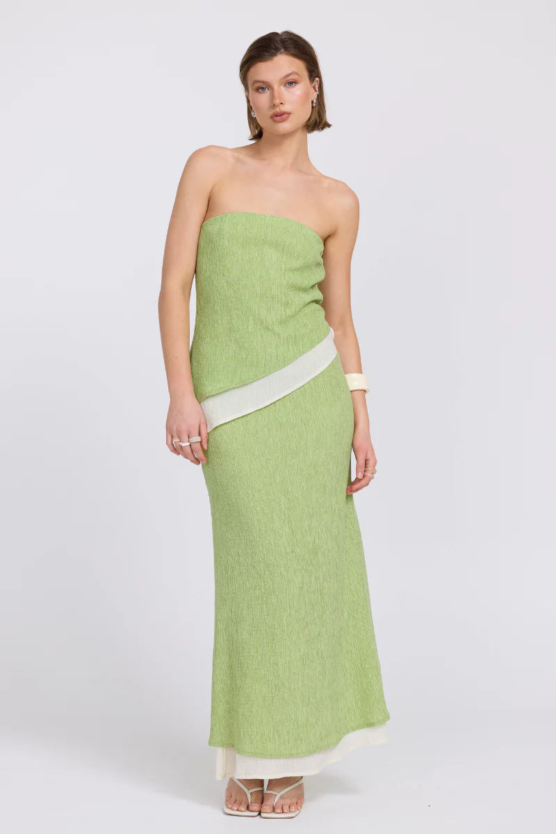 Aperitivo Skirt in Pistachio Cream - Stylish Women's Midi Skirt for Casual Outings, Brunch, and Summer Parties