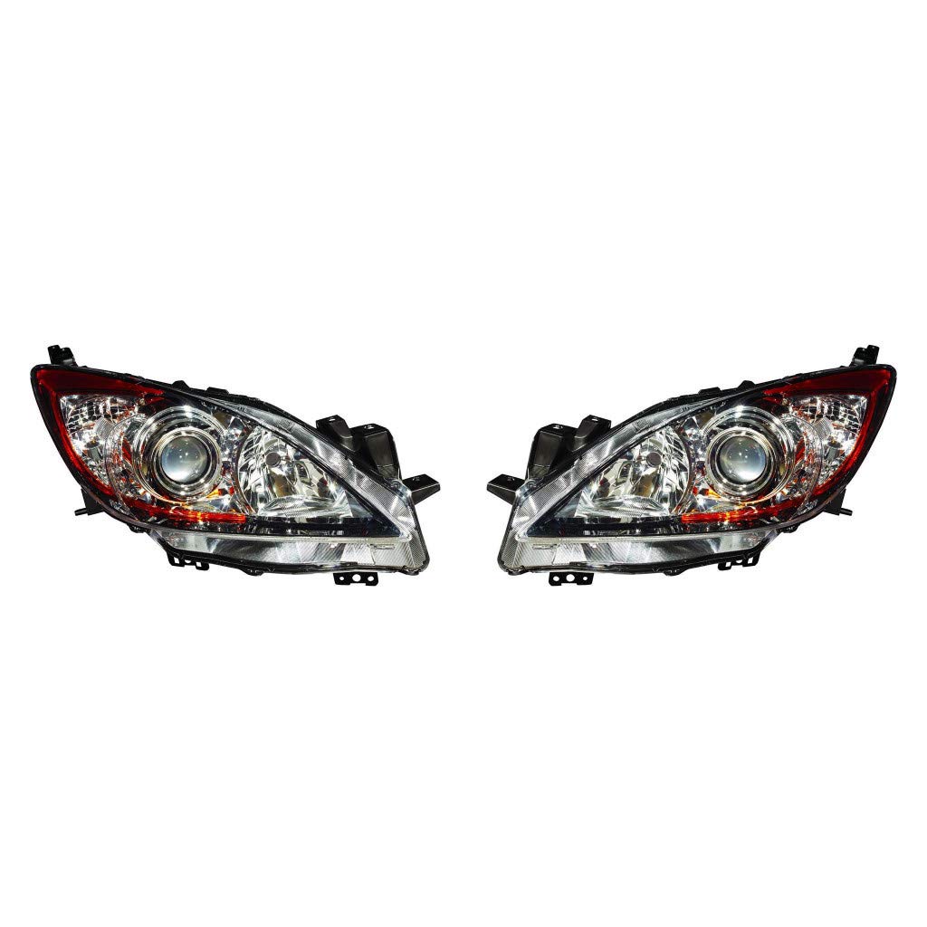 Mazda 3 Headlight Assembly Pair (2010-2013) - Black Housing DOT Certified Replacement for Driver & Passenger Side | Perfect for Night Driving & Foggy Conditions - MA2518130