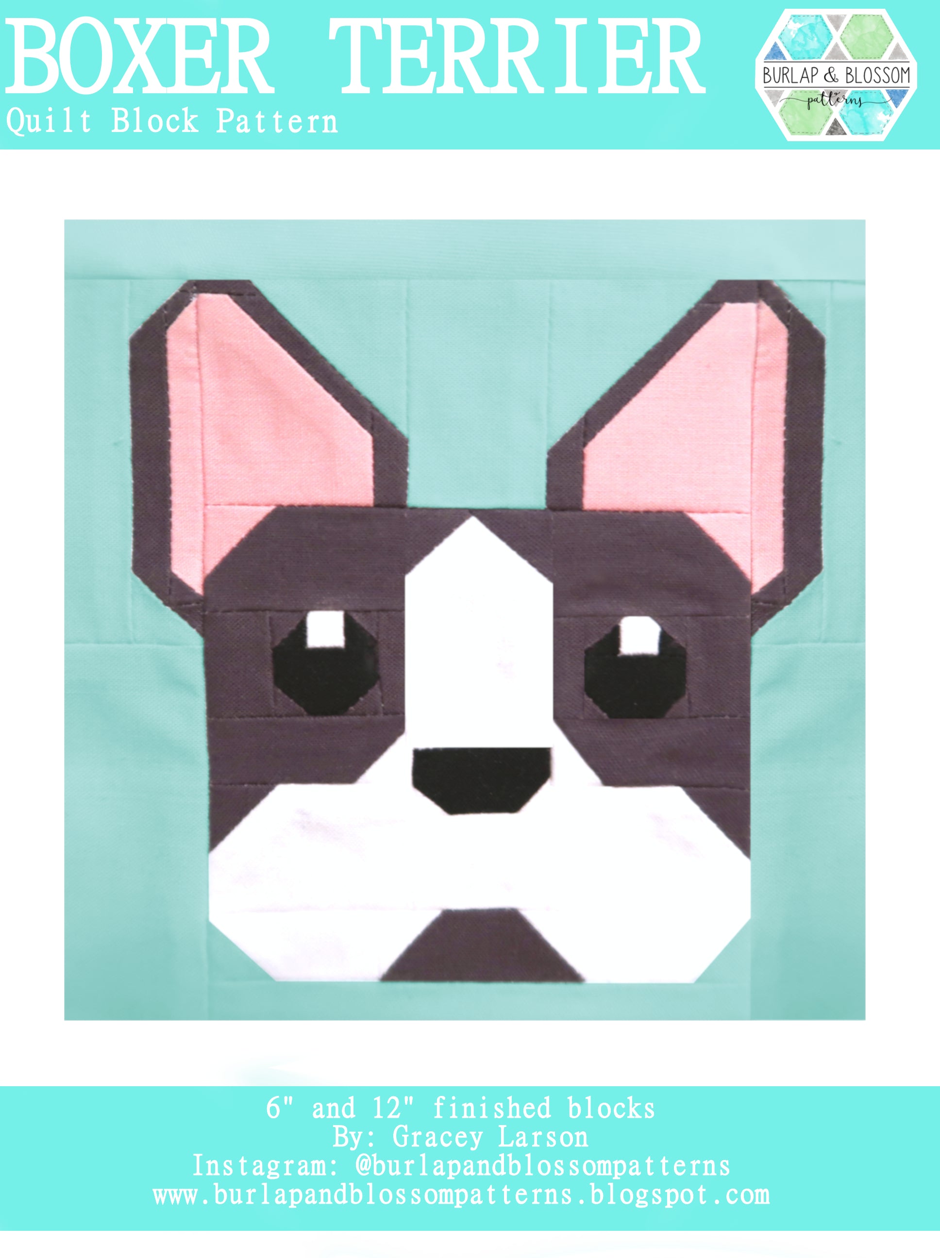 Boston Terrier Dog Quilt Block Pattern - Digital Download PDF for DIY Quilting Projects | Perfect for Home Decor, Baby Blankets & Craft Gifts
