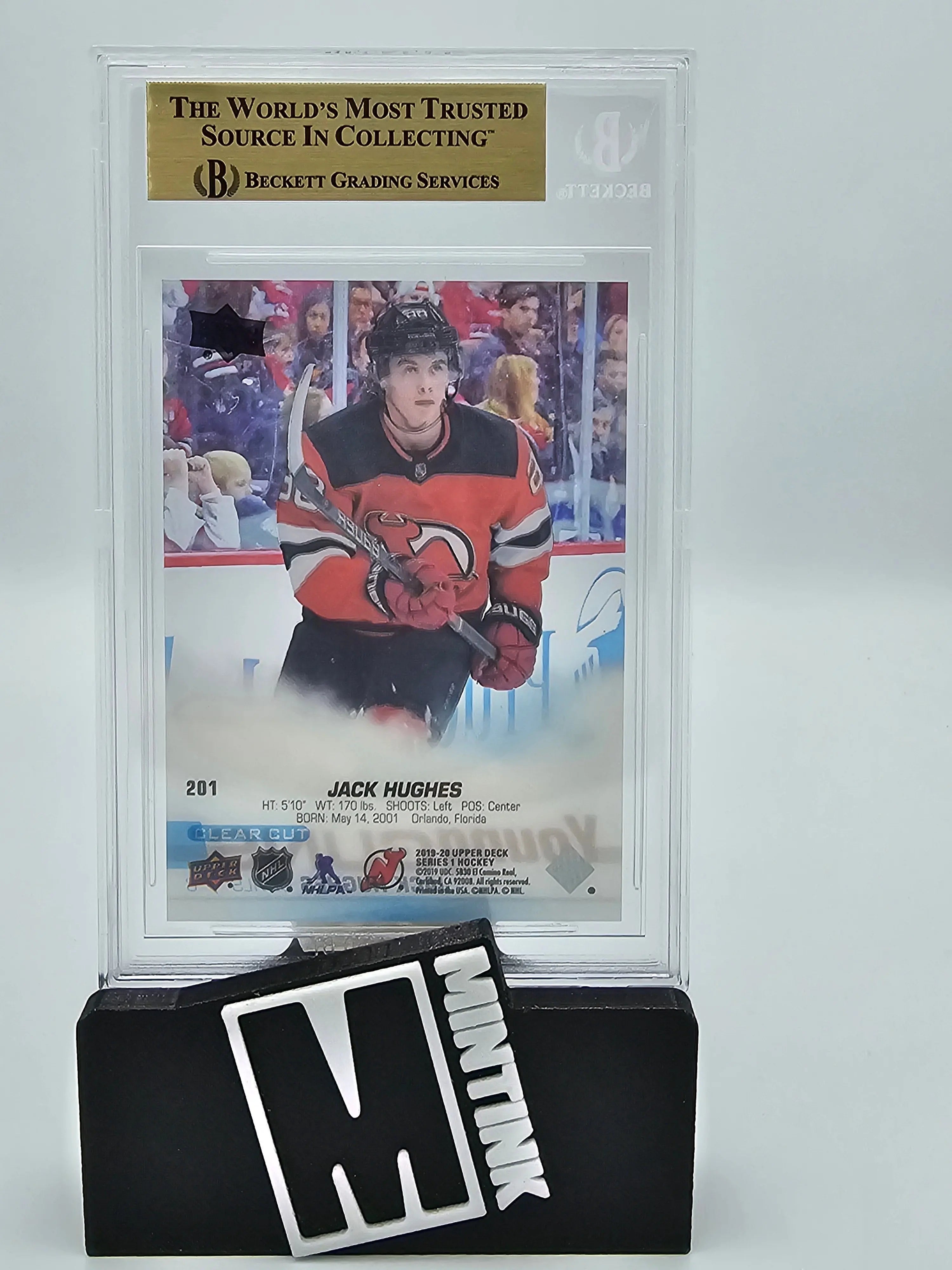 2019-20 Upper Deck Clear Cut BGS 9.5 Jack Hughes Young Guns Parallel #201 Hockey Card - Perfect for Collectors, Investors & Sports Memorabilia Displays