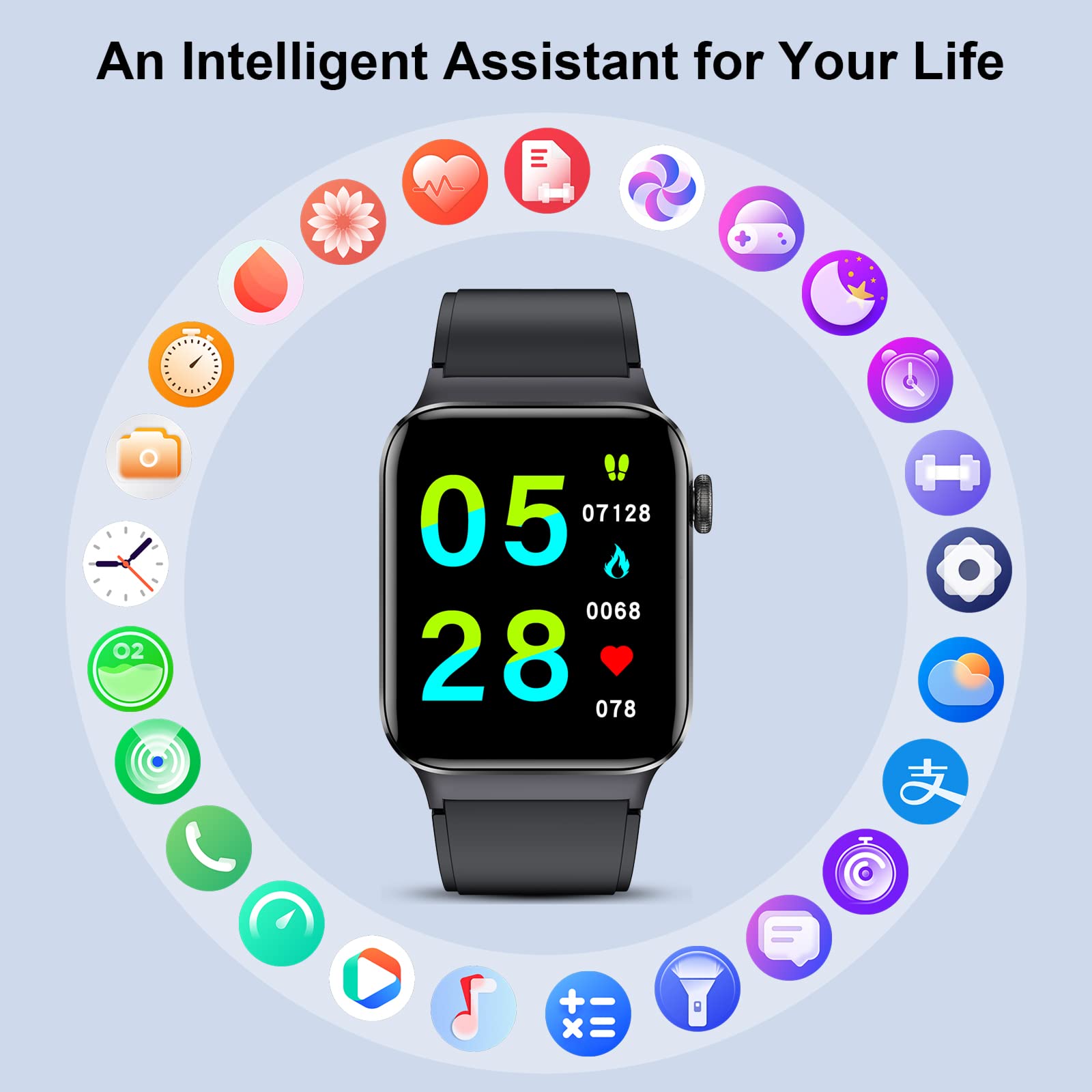 Smart Fitness Watch with Heart Rate Monitor for Men & Women - IP67 Waterproof for Sports & Daily Use