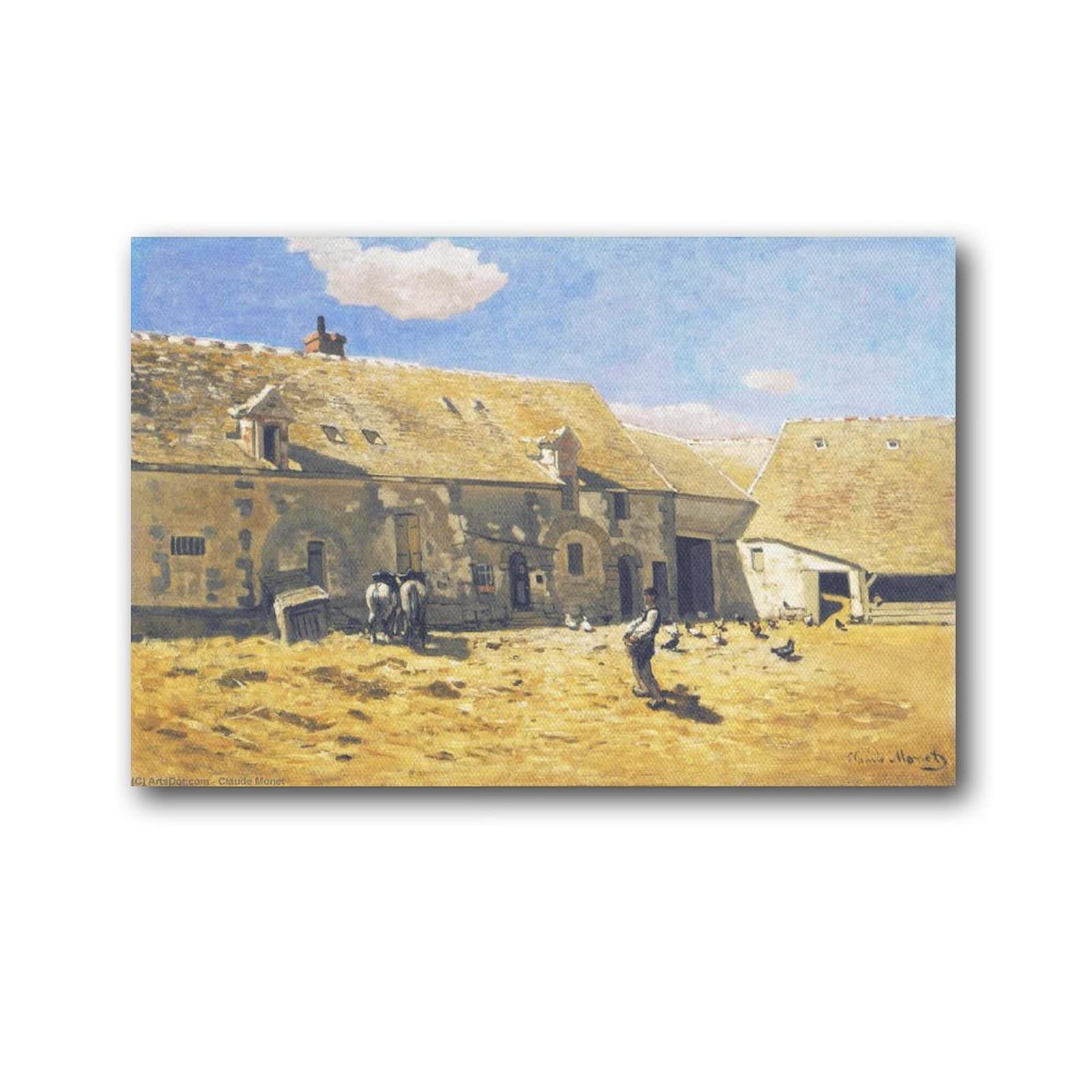 Oscar Claude Monet Farmyard at Chailly Painting - Premium Art Poster & Canvas Wall Decor (16x24 inches / 40x60cm) Framed/Unframed - Perfect for Living Room, Bedroom & Office Aesthetic Decor