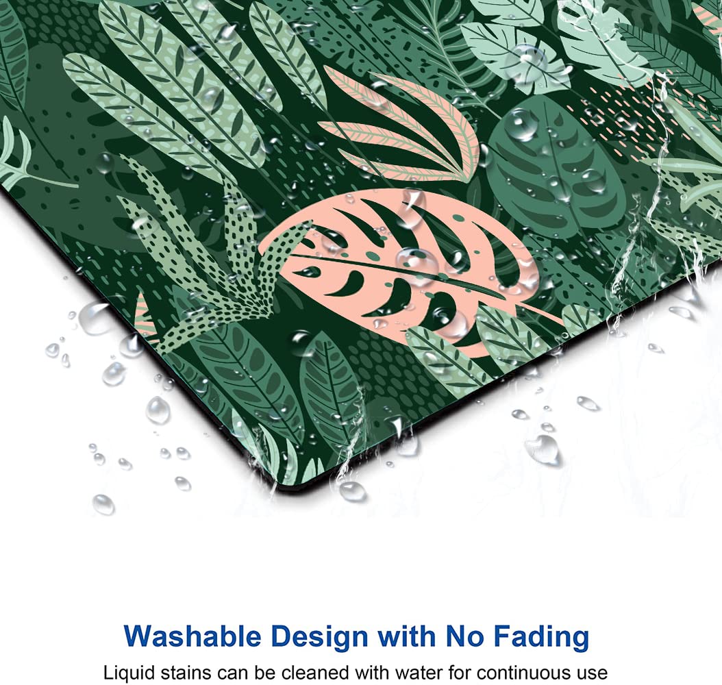 Premium Green Tropical Leaves Mouse Pad - Non-Slip Rubber Base, Waterproof Square Computer Mouse Mat for Office & Laptop - Perfect for Home, Work & Gaming Desks - Plant-Themed Workspace Accessory