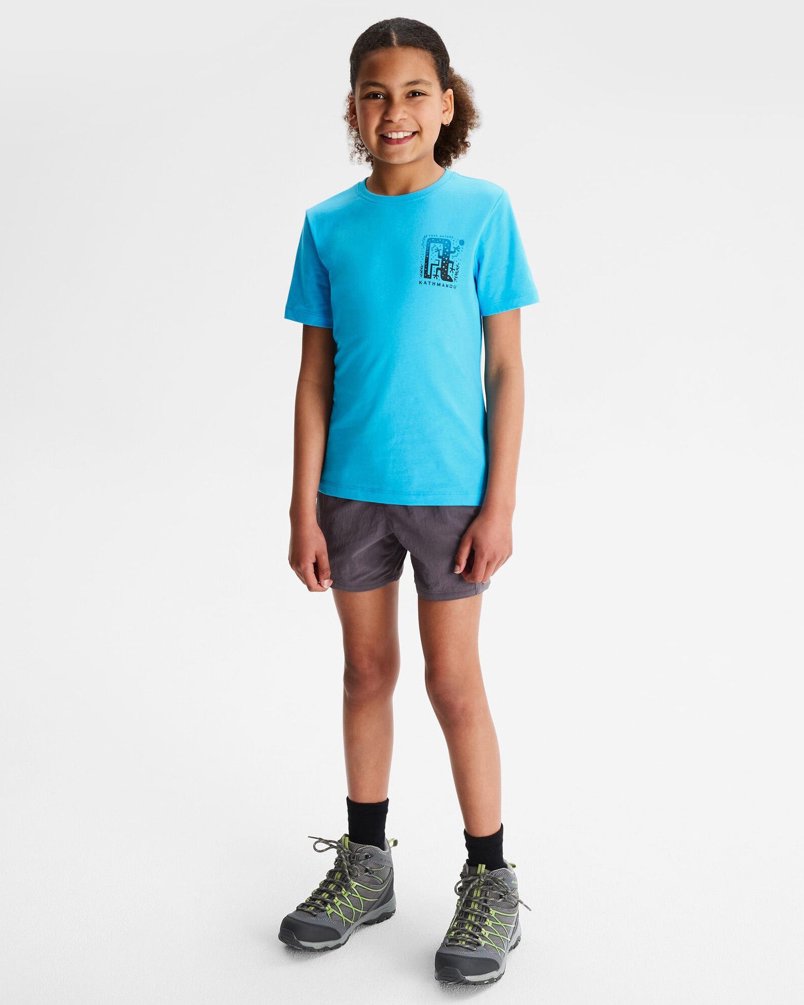 Organic Cotton Girls' Geo Skink T-Shirt - Light Sea Blue | Soft & Comfortable Kids Tee for Playdates, School & Everyday Wear