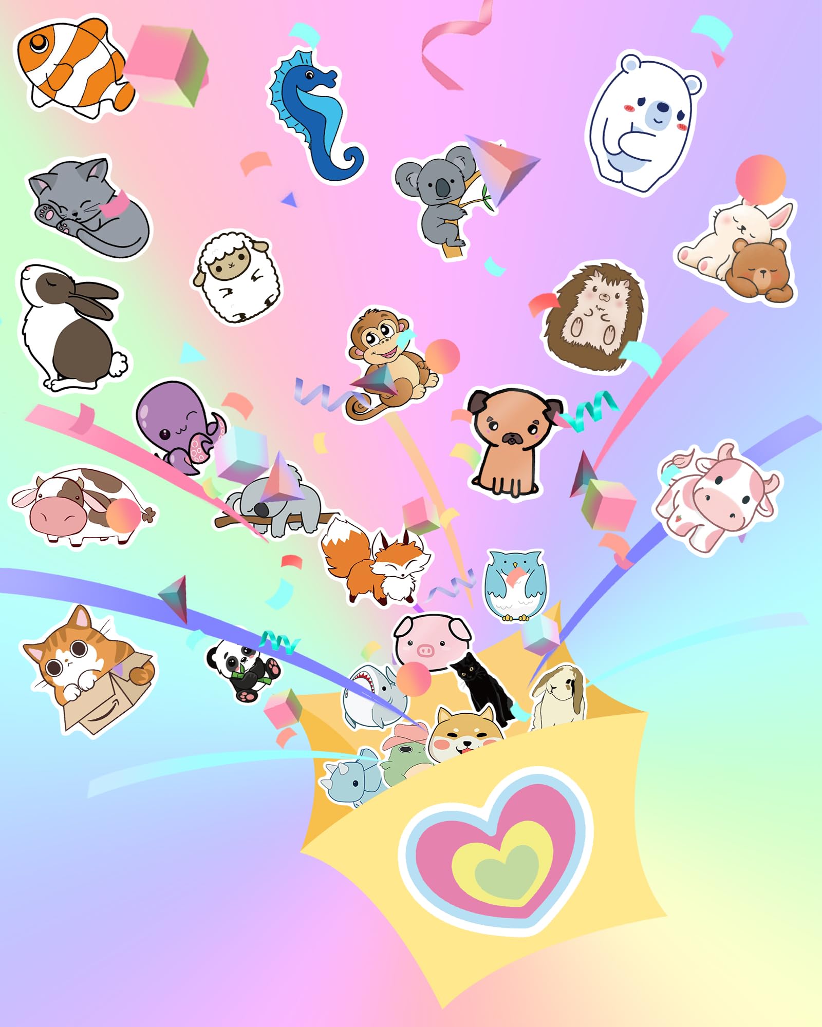Benresive 200 Pcs Cute Animal Stickers for Kids - Waterproof Vinyl Stickers for Water Bottles, Laptops, Notebooks & School Supplies - Fun Classroom Rewards & Elementary Student Prizes - Perfect for DIY Crafts, Scrapbooking & Personalizing Belongings
