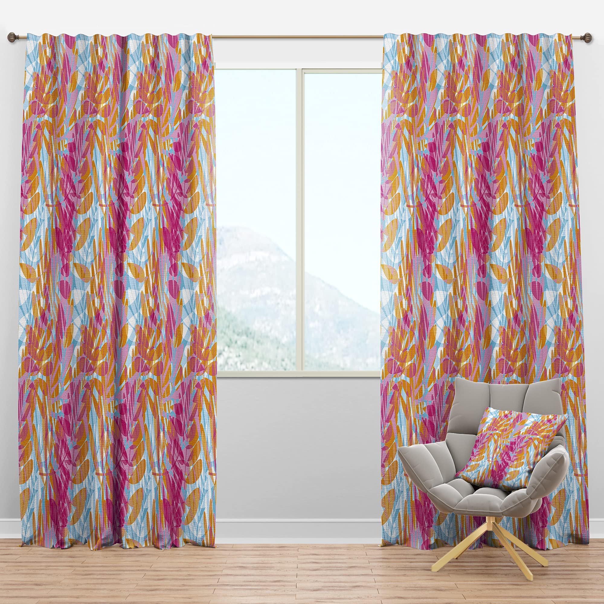 DesignQ Blackout Curtains - Retro Floral Pattern III - Thermal Insulated Bedroom & Living Room Drapes - Single Panel 52x120 Inches - Perfect for Light Blocking, Privacy & Energy Efficiency