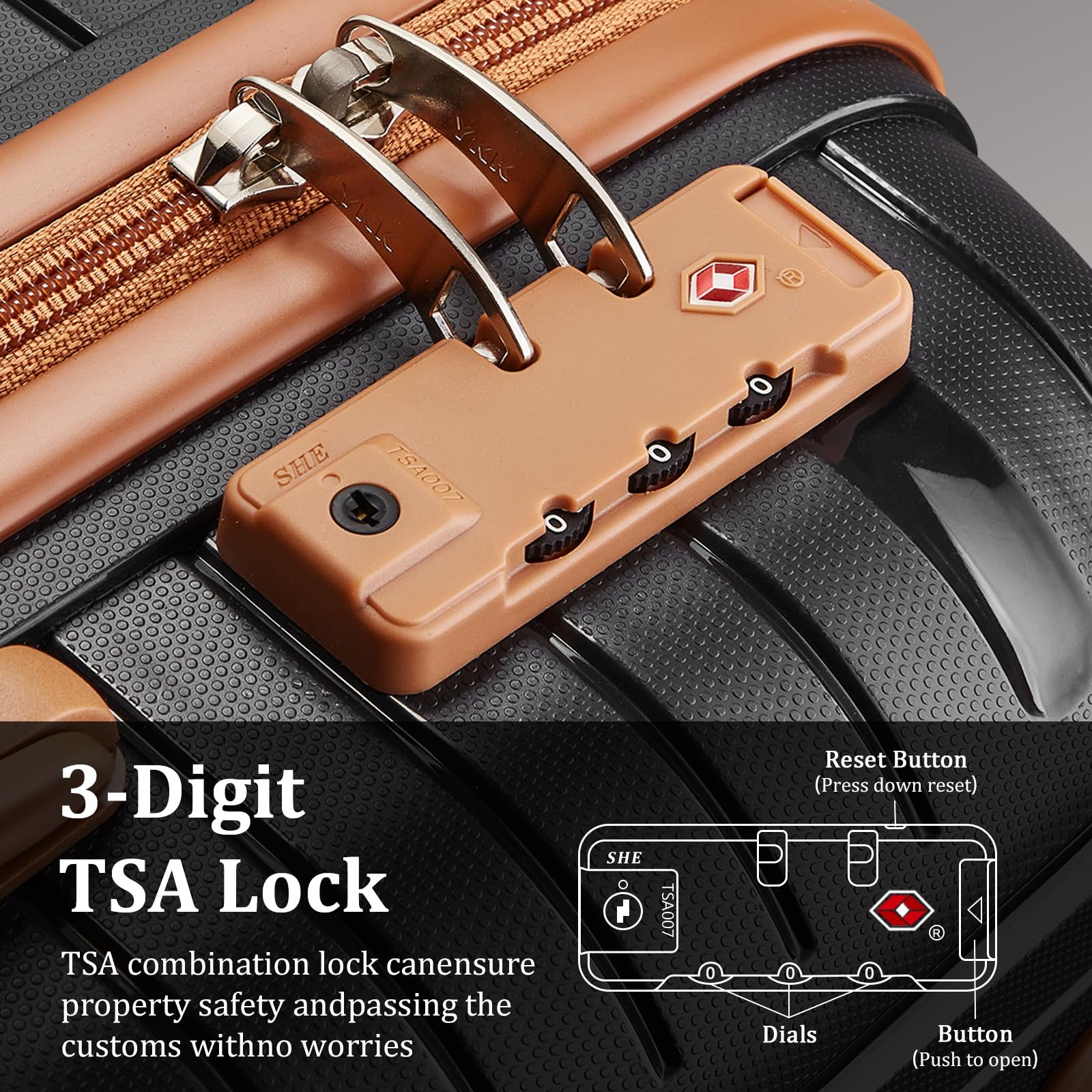 Joyway 5-Piece Hardside Luggage Set with TSA Lock, Spinner Wheels & PP Material - 20/24/28 Inch Black Carry-On Suitcase for Travel, Business Trips & Family Vacations