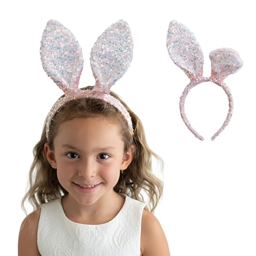 Sparkling Crystal Sequins Bunny Ears Headband for Women & Girls - Elegant Hair Accessory for Birthday, Cosplay, Easter, Halloween & Party - Perfect for Costume Parties, Festive Events & Photo Shoots
