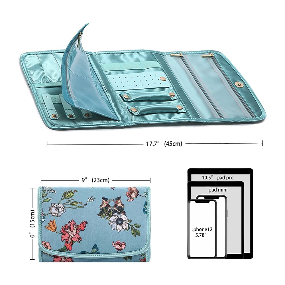 Portable Travel Jewelry Organizer Case - Hanging Jewelry Storage Bag for Women | Earrings, Necklaces & Bracelets Holder | Free Toiletry Bag Included | Perfect for Vacation, Business Trips & Daily Organization