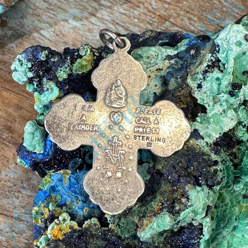 Vintage Sterling Silver 4 Way Cross Pendant Necklace for Women - Religious Jewelry Gift for Baptism, Confirmation & Everyday Wear
