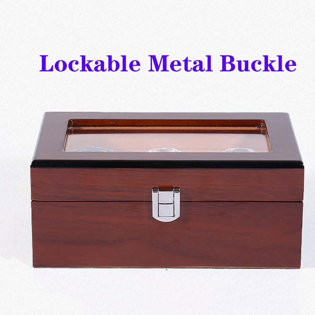 Premium Wooden Watch Storage Box with PU Leather - 3/5/6/8/12 Grids, Detachable Pillows & Lockable Metal Buckle | Jewelry Organizer Case for Men & Women | Perfect for Watch Collection, Travel & Gift Giving