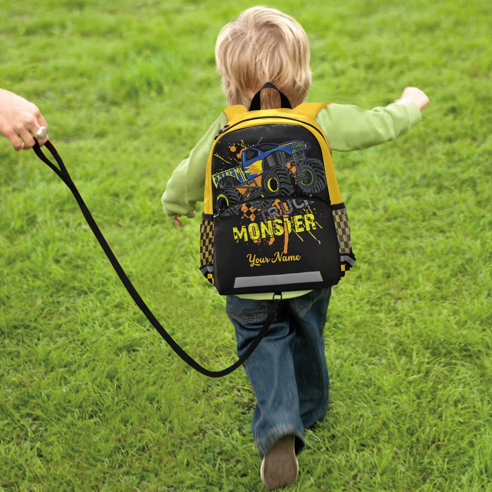 Personalized Monster Truck Backpack for Boys - 13 Inch Durable Kids School Backpack for Toddlers | Perfect for School, Travel & Outdoor Adventures