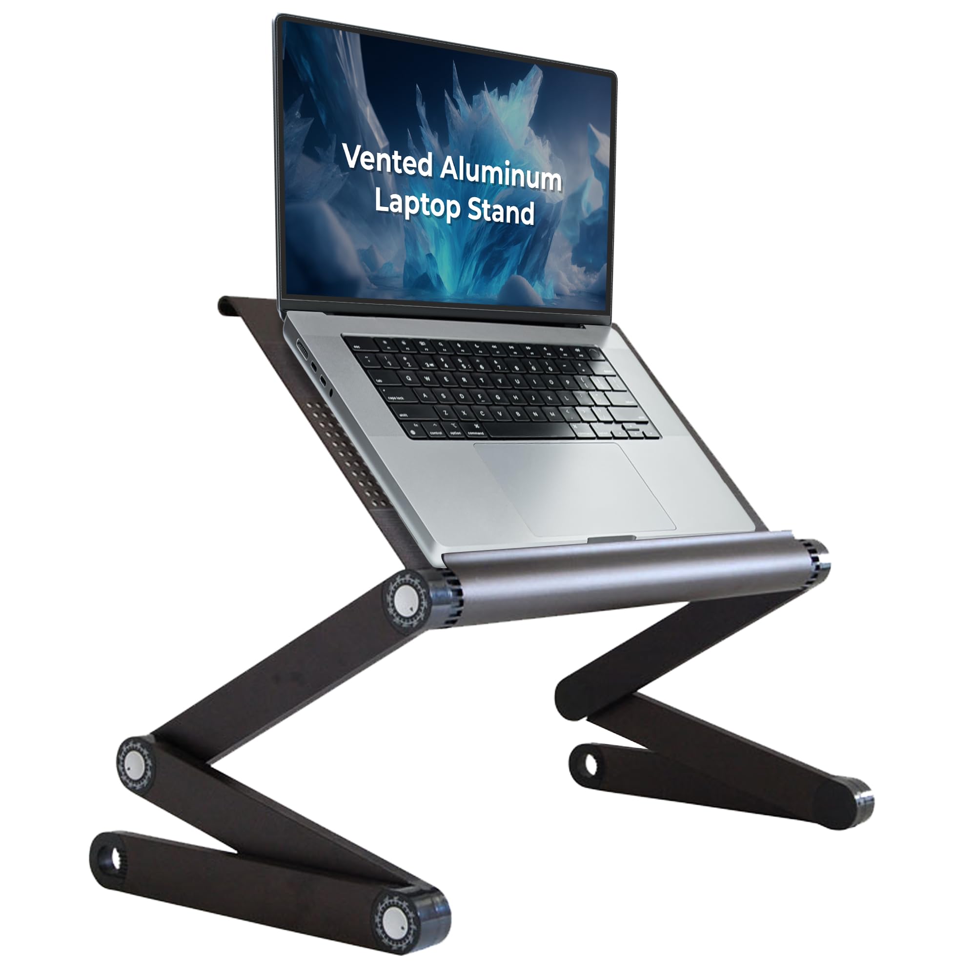 WorkEZ Adjustable Laptop Stand for Desk - Foldable, Portable Laptop Riser with Height Adjustment, Ergonomic Notebook Holder in Black, Perfect for Home Office, Gaming, and Study