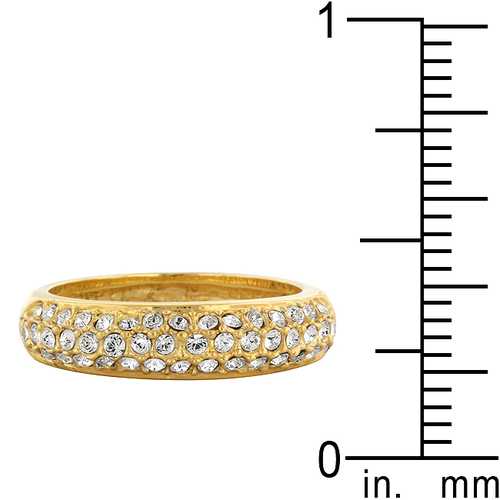 Pave Crystal Goldtone Band Ring for Women - Elegant Stackable Jewelry for Wedding, Party & Everyday Wear