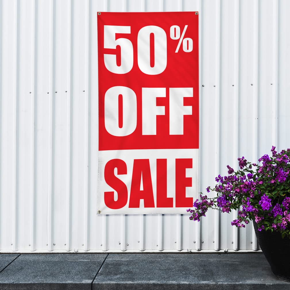Custom Vertical Vinyl Banner - Weatherproof Outdoor Business Sign with 8 Grommets (96x48 Inches) | Multiple Sizes Available | 50% Off | Perfect for Storefronts, Trade Shows & Industrial Yard Advertising