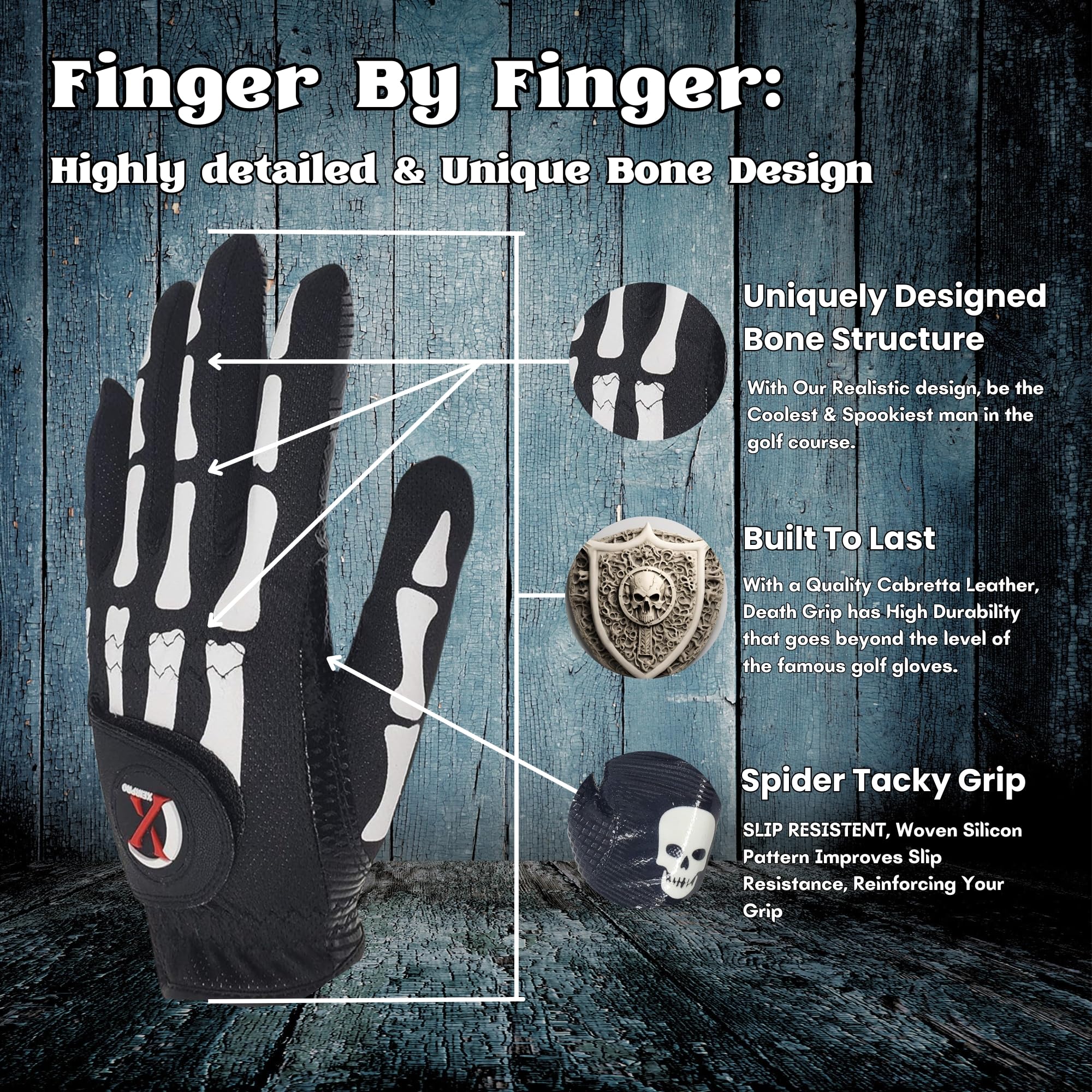 **Spooky & Funny Skeleton Golf Gloves for Men – 2 Pack AAA Synthetic Tacky Leather – Cool & Durable Golf Gloves – Perfect for Summer & Fall Golfing – Ideal for Halloween, Themed Parties & Casual Play**