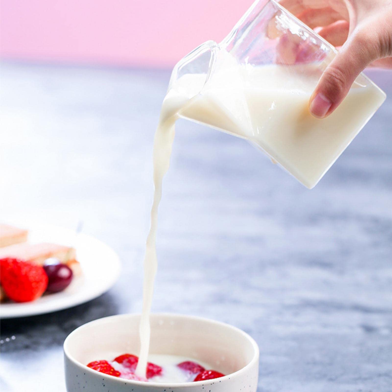 Glass Milk Carton - Clear Square House-Shaped Creamer Pitcher for Milk, Coffee, Cocktails, Juice & Beverages | Aesthetic Mini Container for Home, Cafe & Bar Use