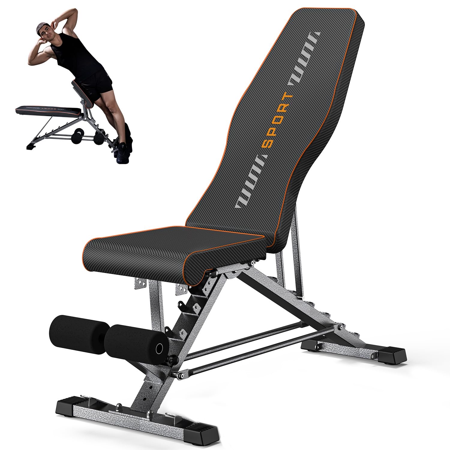 KUYOU Adjustable Weight Bench - 2-in-1 Roman Chair for Home Gym & Full Body Workout