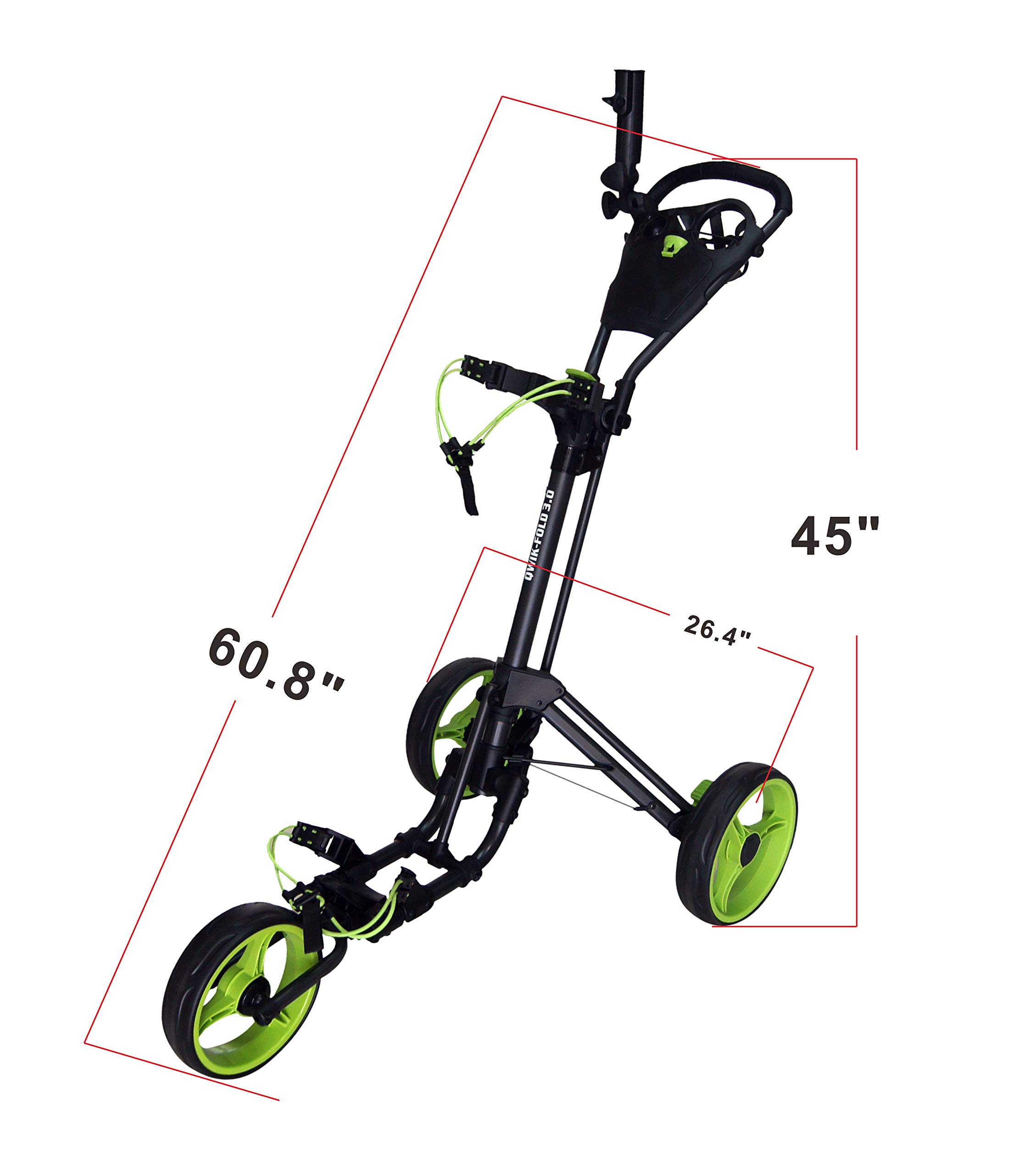 3 Wheel Golf Push Cart with Foot Brake - 1-Second Foldable, Adjustable Handle & Umbrella Holder | Lightweight Aircraft Aluminum Frame | Perfect for Golf Course & Outdoor Sports