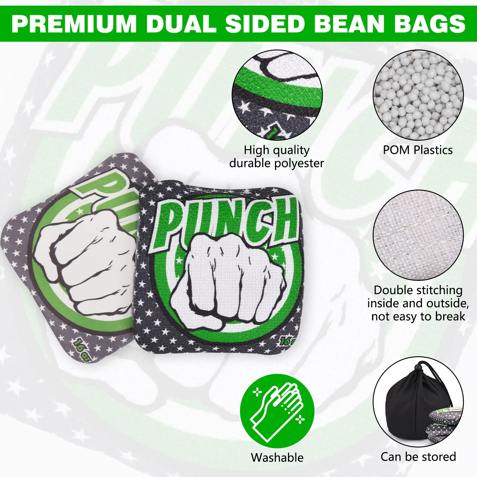 Pro Cornhole Bags Set 4/8 - Regulation Slick & Stick Bean Bags for Outdoor Games