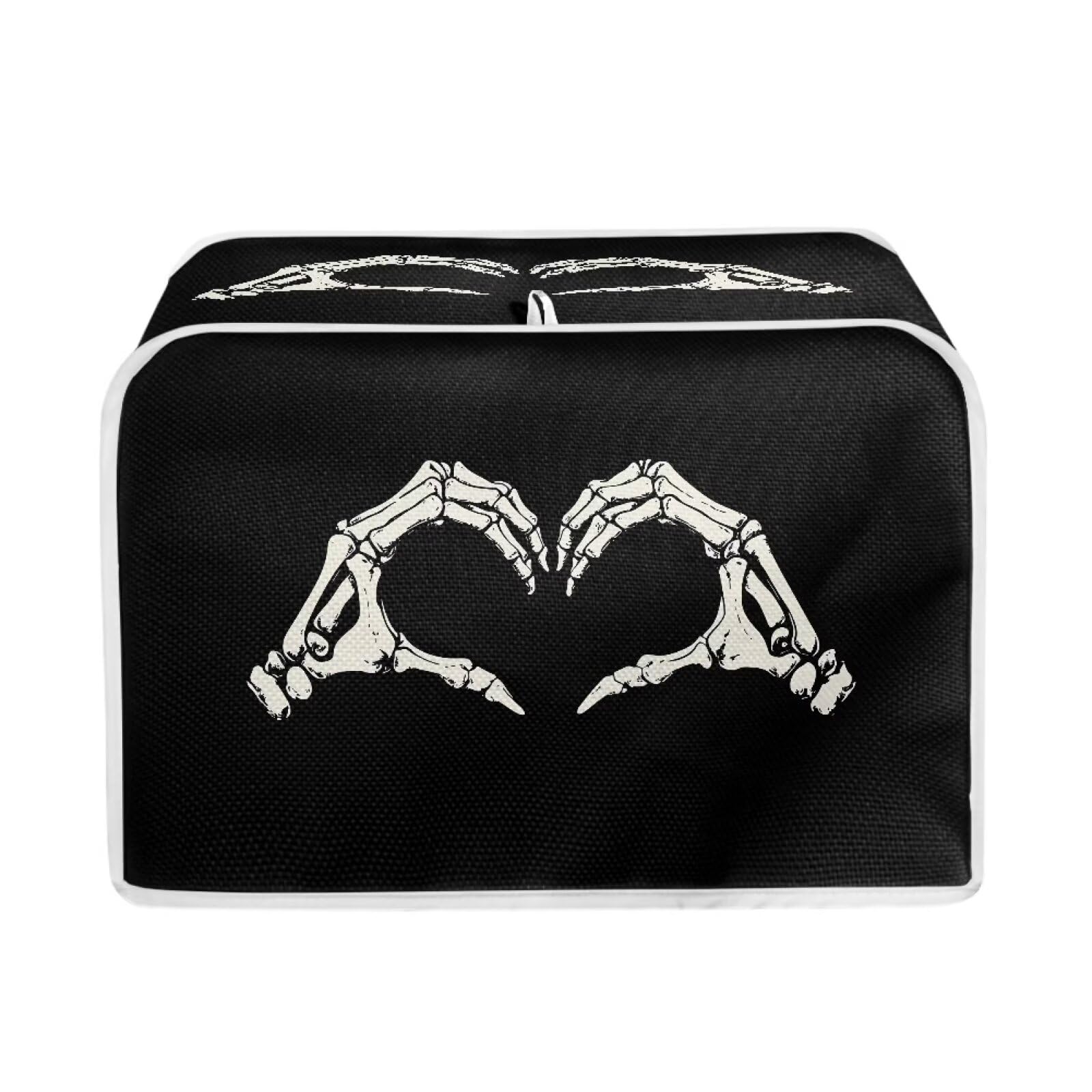 Mumeson Black Skull & Fingers Design 2-Slice Toaster Cover - Dustproof Kitchen Appliance Protector for Toasters & Bread Makers - Fun Gothic Decor for Halloween & Horror Theme Parties