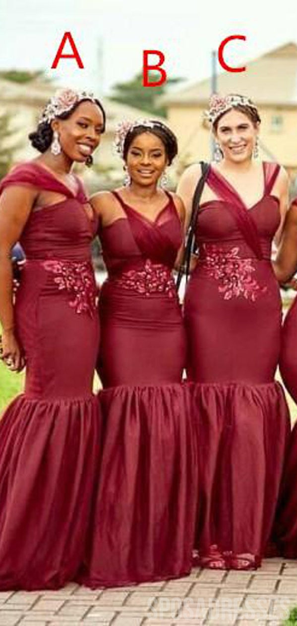 Elegant Mermaid Applique Sleeveless Long Bridesmaid Dress - WG846 | Perfect for Weddings, Prom & Formal Events