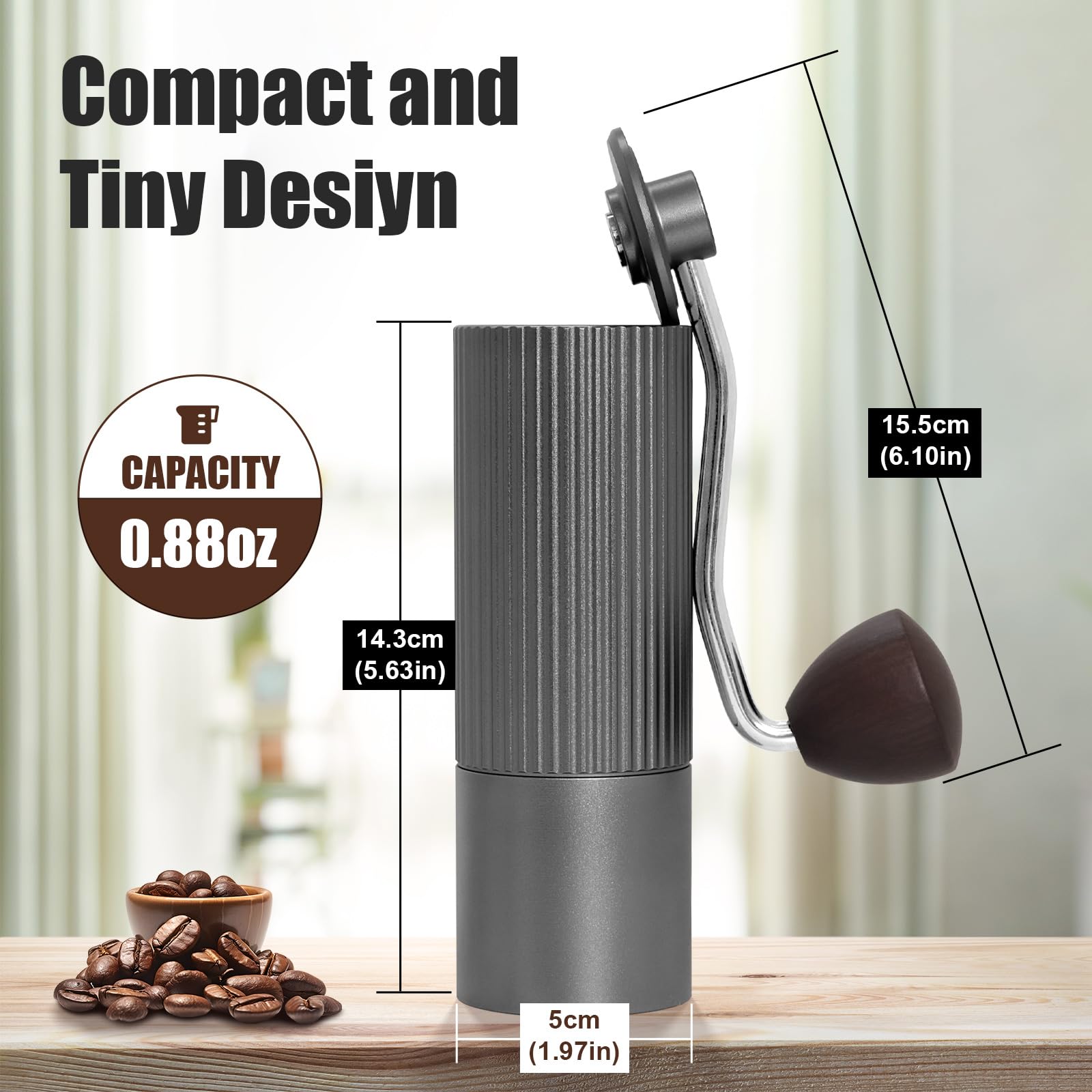 Premium Manual Coffee Grinder - 25g CNC Stainless Steel Conical Burr Mill with Adjustable Settings for Espresso, Drip, French Press & Coarse Brewing | Perfect for Home, Office, Camping & Travel (Gray) | Enjoy Fresh Ground Coffee Anywhere