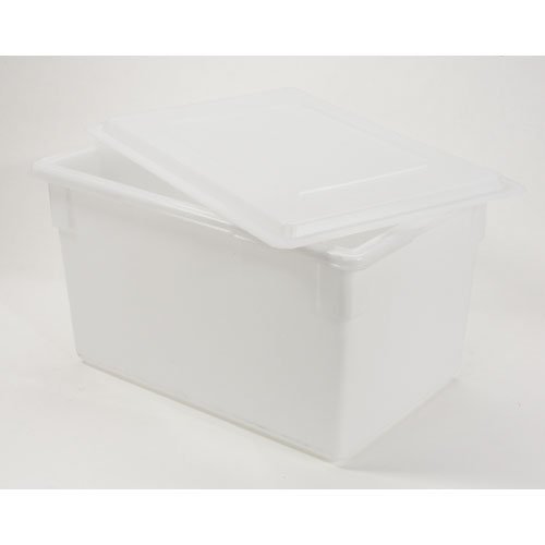 Rubbermaid RCP3501WHI 21.5 Gallon White Plastic Storage Container - Food Safe Tote Box with Lid (26
