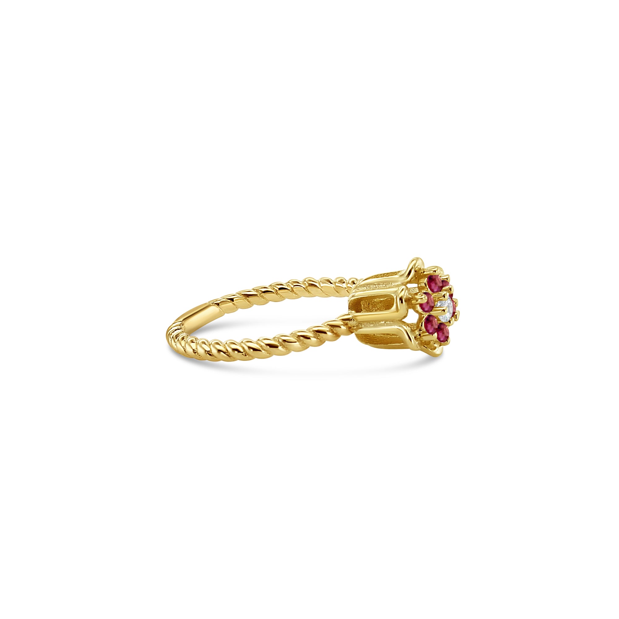 14K Yellow Gold Ruby Tulip Flower Ring for Women - Elegant Floral Jewelry for Weddings, Anniversaries & Special Occasions