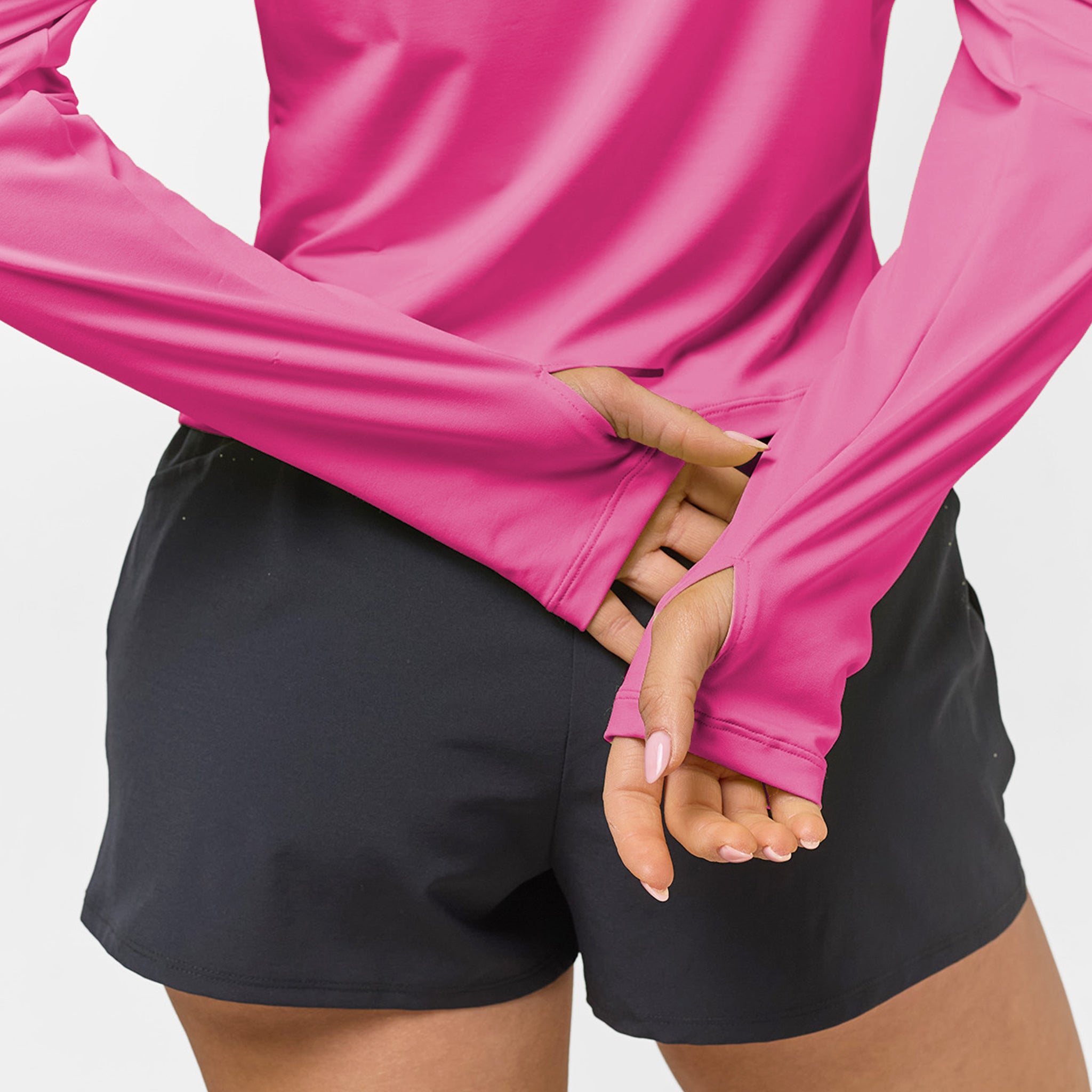 High-Performance 1/4 Zip Running Top for Women - Breathable Athletic Shirt in Bright Pink | Ideal for Jogging, Gym Workouts & Outdoor Activities