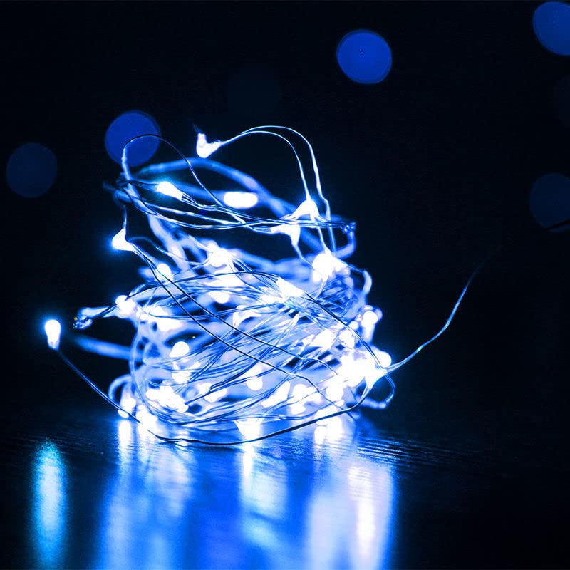 Sanniu 4 Pack Battery Operated LED Fairy Lights - 5m/16ft Blue Copper Wire Starry Lights for Bedroom Decor, Christmas Tree, Wedding Centerpiece, Party & Home Decoration | Indoor & Outdoor Use
