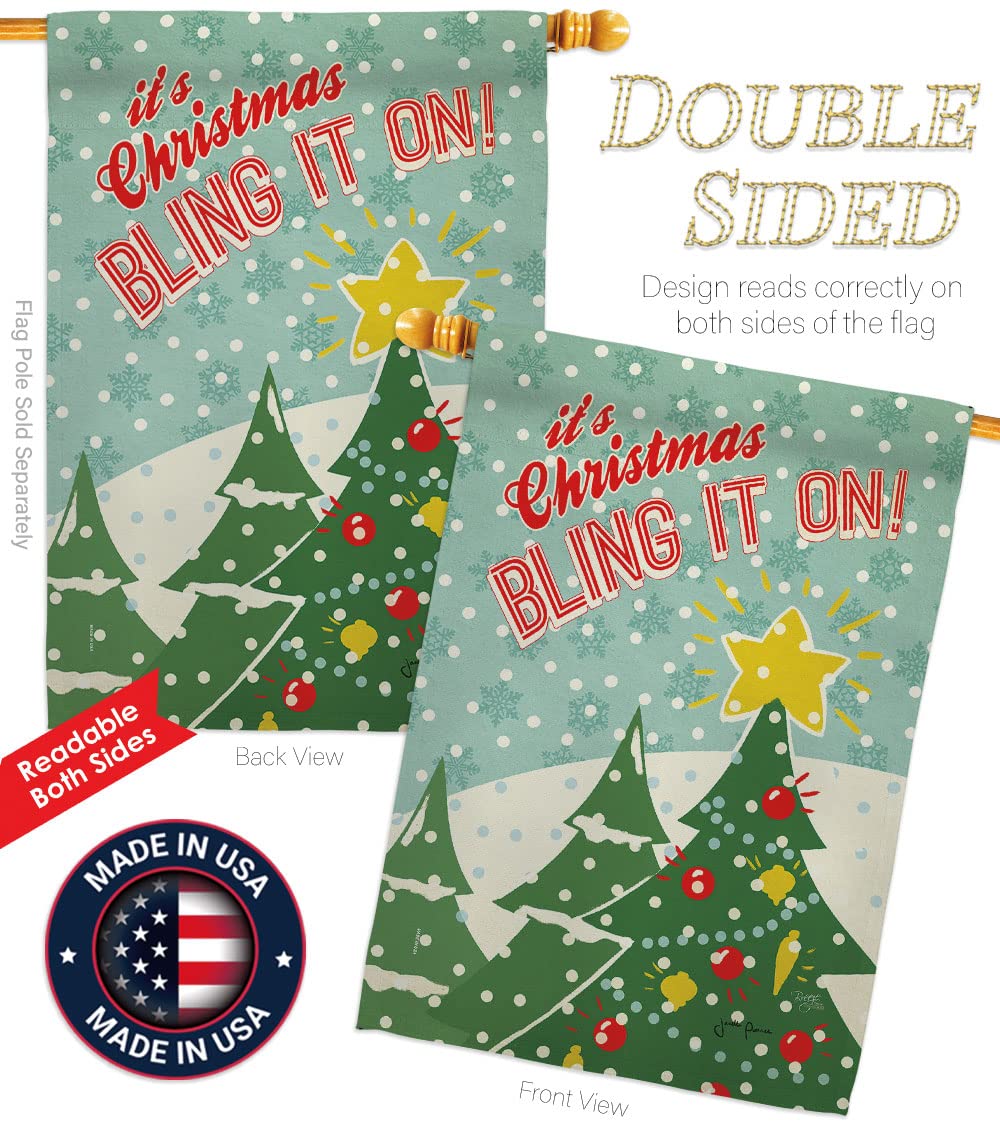 Bling It On Winter Christmas Flag Set 28x40